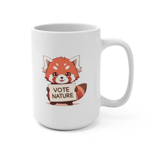 Inspirational Cute Red Panda Statement Coffee Mug (15oz): Vote Nature! Be a cute activist bunny!