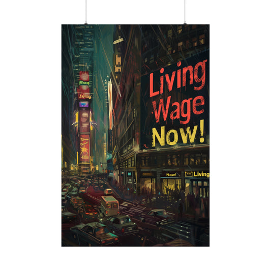 Living Wage Now! Matte Poster Cyberpunk Style Political Poster for Home Office Dorm Wall Art