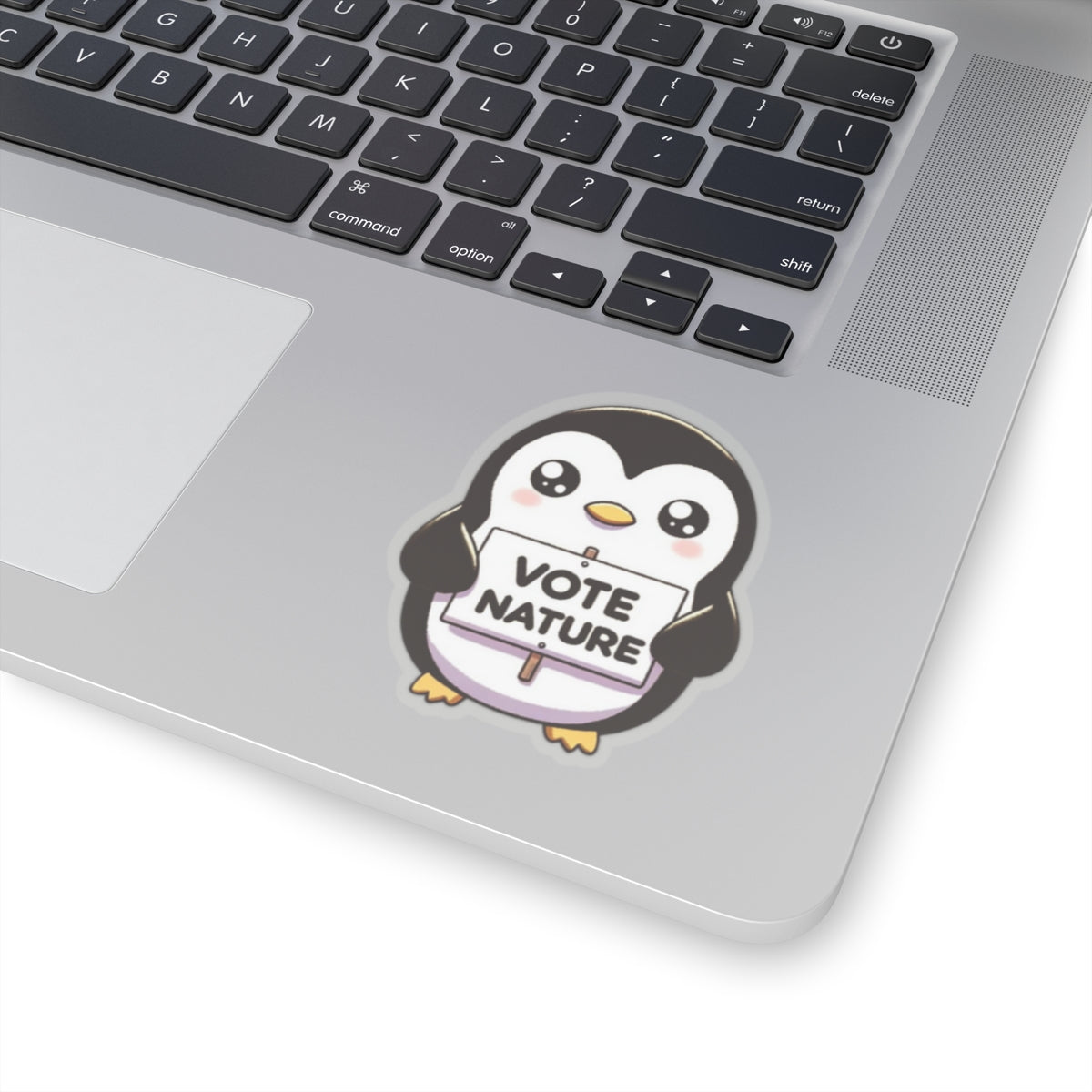 Inspirational Cute Penguin Statement vinyl Sticker: Vote Nature! for laptop, kindle, phone, ipad, instrument case, notebook, mood board