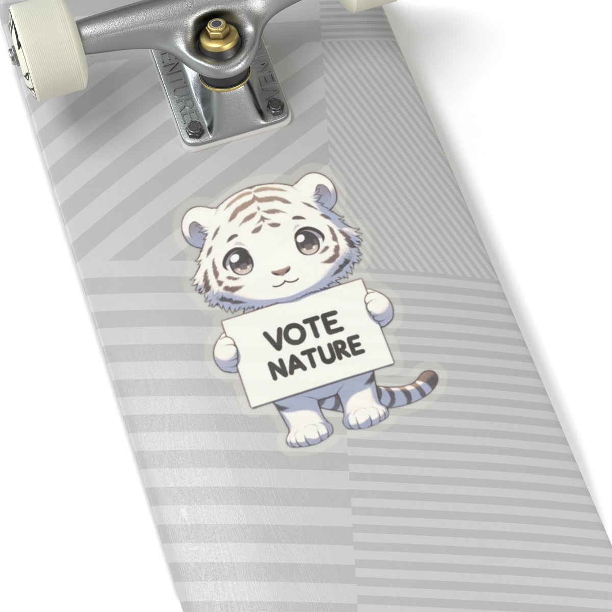 Inspirational Cute White Tiger Statement vinyl Sticker: Vote Nature! for laptop, kindle, phone, ipad, instrument case, notebook, mood board