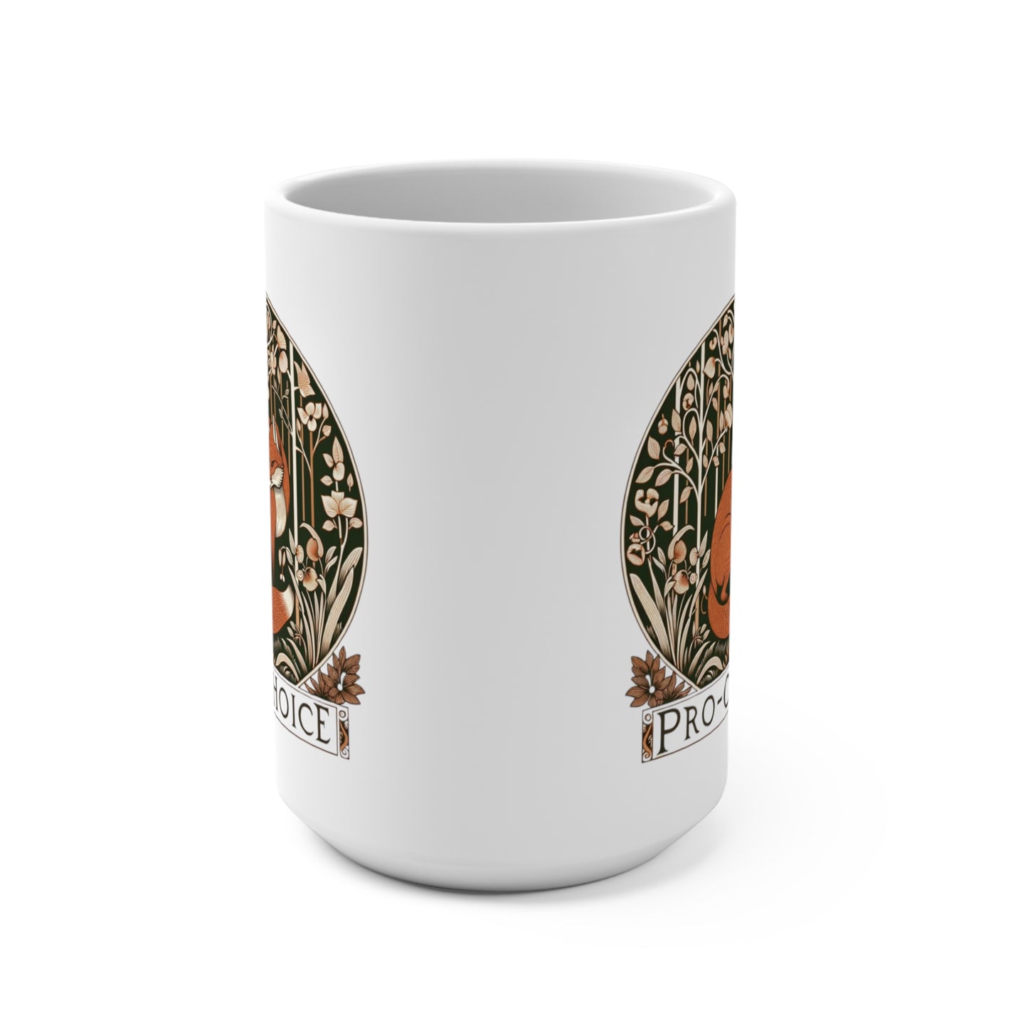 Bold and Uncompromising Cute Fox Statement Mug (15oz): Pro-Choice! William Morris Inspired Design