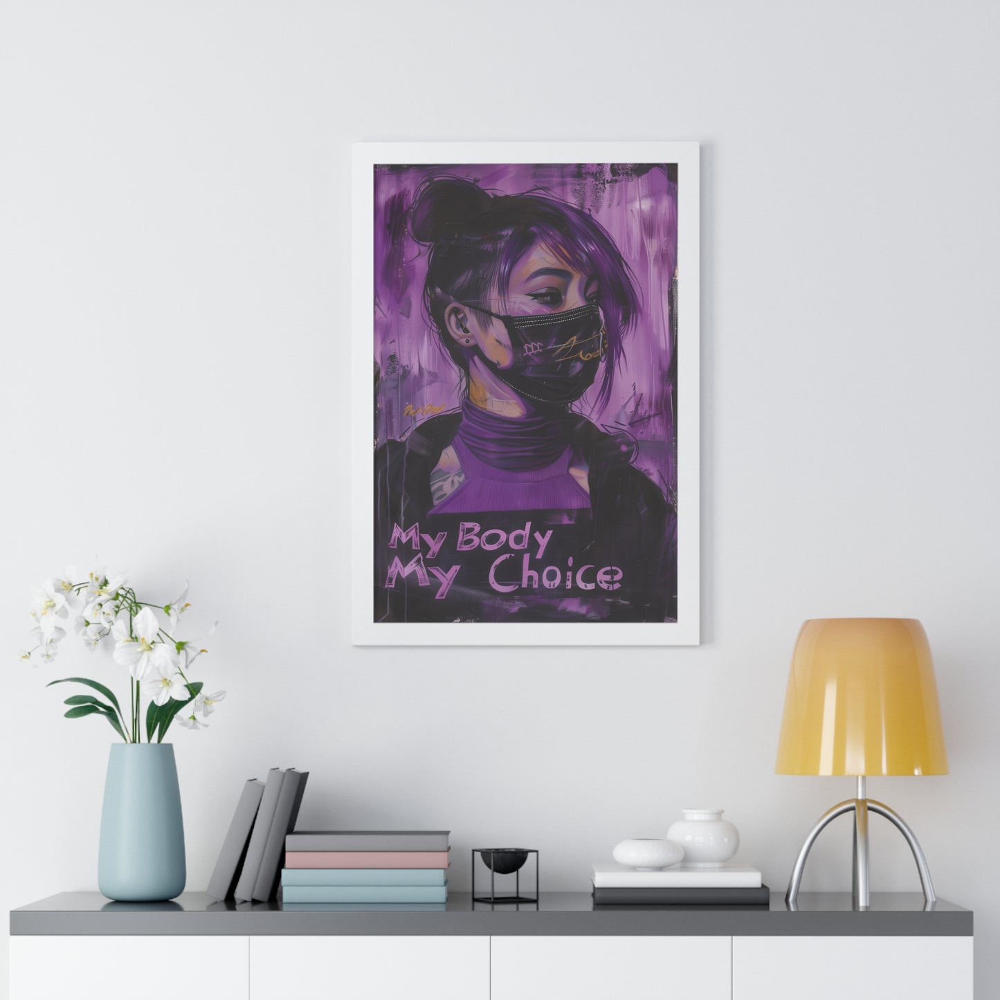 Framed My Body My Choice Cyberpunk Matte Poster Women's Rights Reproductive Rights Demand Respect and Demand Equality!