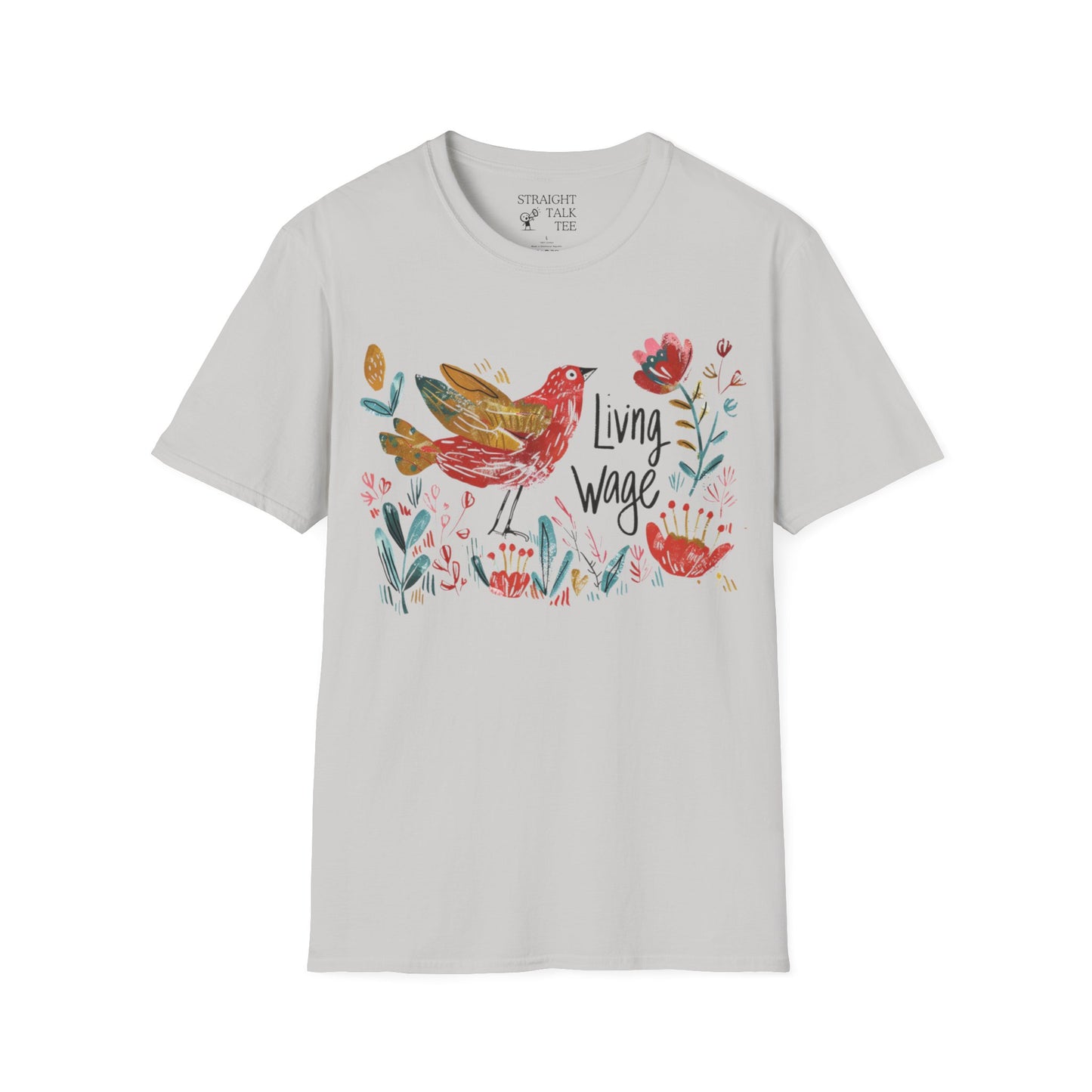 Political Shirt Demand Living Wage t-shirt Unisex Soft tshirt Cute Protest Activism Inspired by Cath Kidston Bird Flower Statement Vote Tee