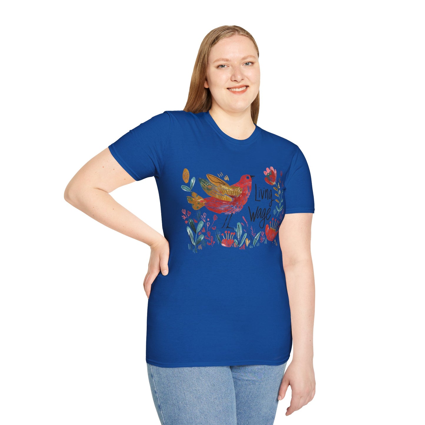 Political Shirt Demand Living Wage t-shirt Unisex Soft tshirt Cute Protest Activism Inspired by Cath Kidston Bird Flower Statement Vote Tee