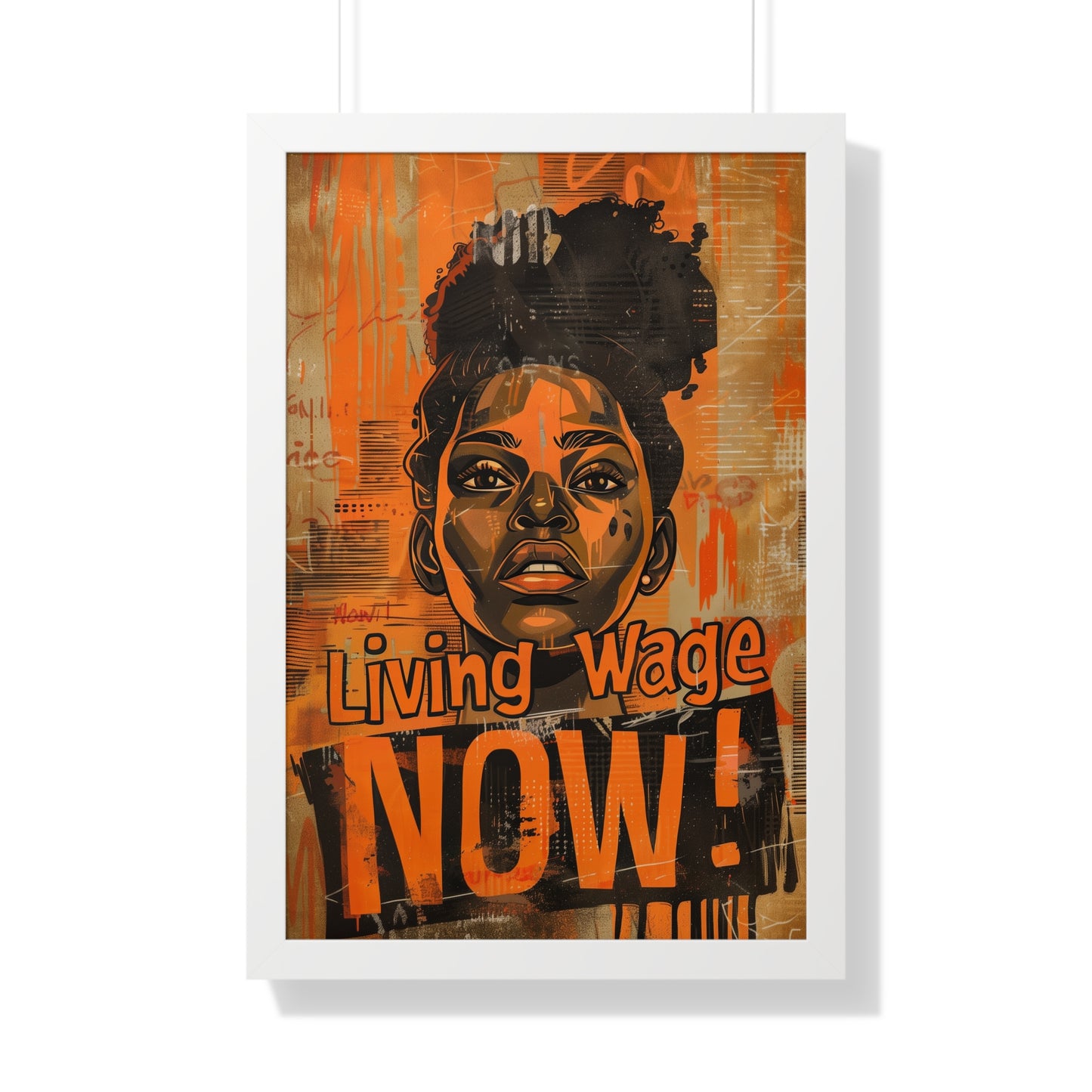 Framed Living Wage Now Matte Vertical Poster Demand Respect Bold Statement Protest Poster Worker Labor Rights!