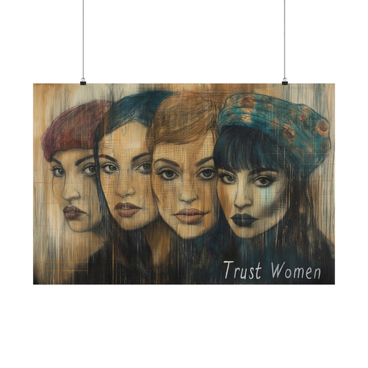 Trust Women! Activist Inspiration Matte Horizontal Poster |36x24| Expressionist Style Evocative Political Art