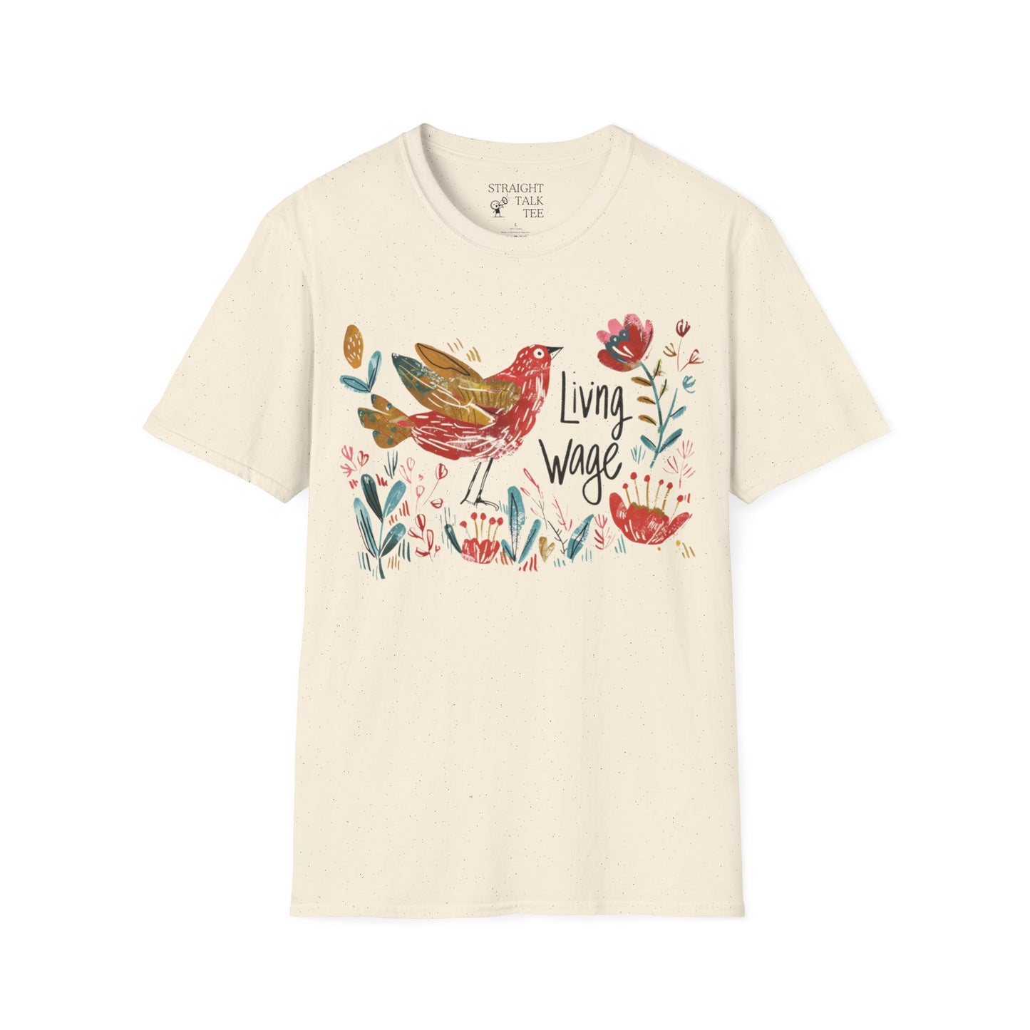 Political Shirt Demand Living Wage t-shirt Unisex Soft tshirt Cute Protest Activism Inspired by Cath Kidston Bird Flower Statement Vote Tee