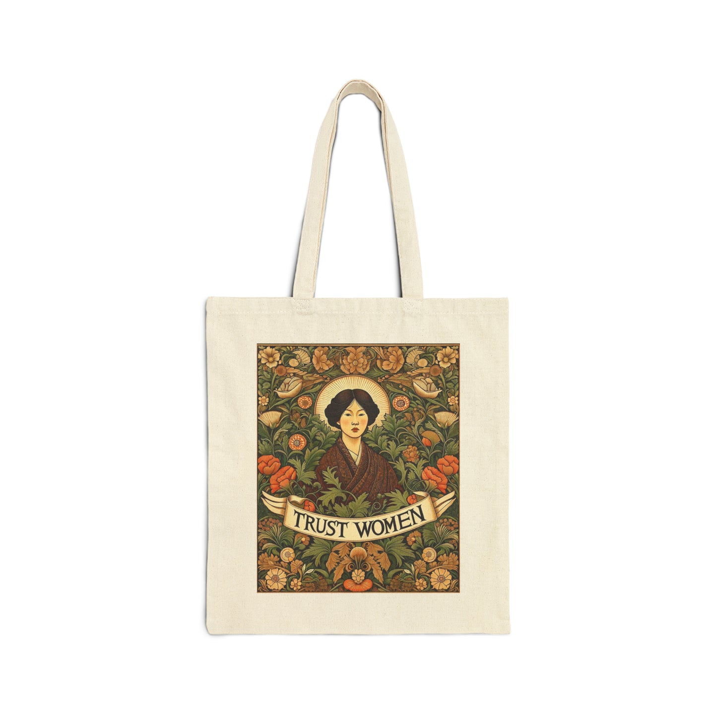 Inspirational Statement Cotton Cavas Tote Bag: Trust Women! & carry a laptop, kindle, phone, ipad, notebook goodies to work/coffee shop