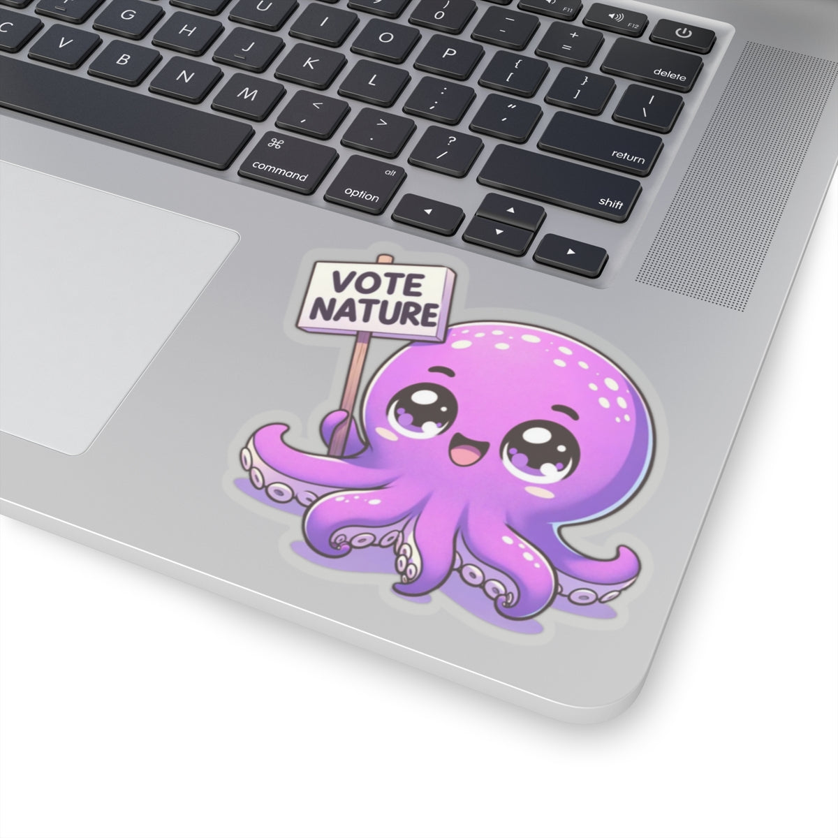 Inspirational Cute Octopus Statement vinyl Sticker: Vote Nature! for laptop, kindle, phone, ipad, instrument case, notebook, mood board