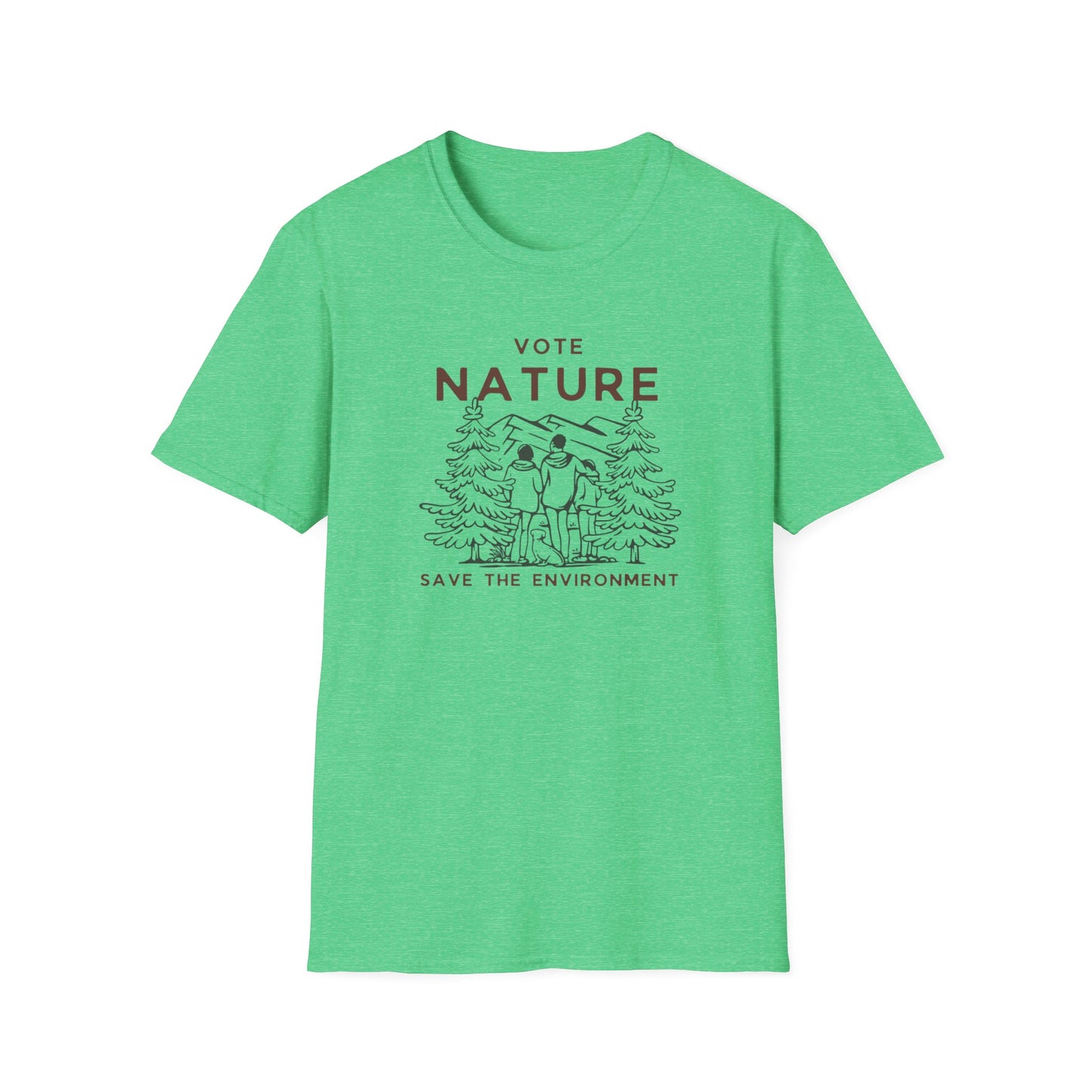 Inpirational Statement Soft-Syle Cotton t-shirt: Vote Nature, Save the Environment! Show you Care!