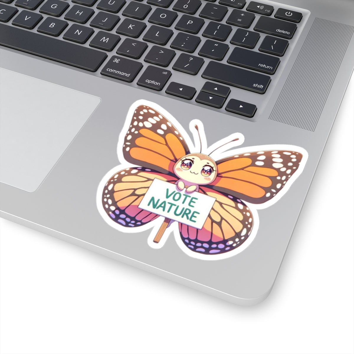 Inspirational Cute Butterfly Statement vinyl Sticker: Vote Nature! for laptop, kindle, phone, ipad, instrument case, notebook, mood board