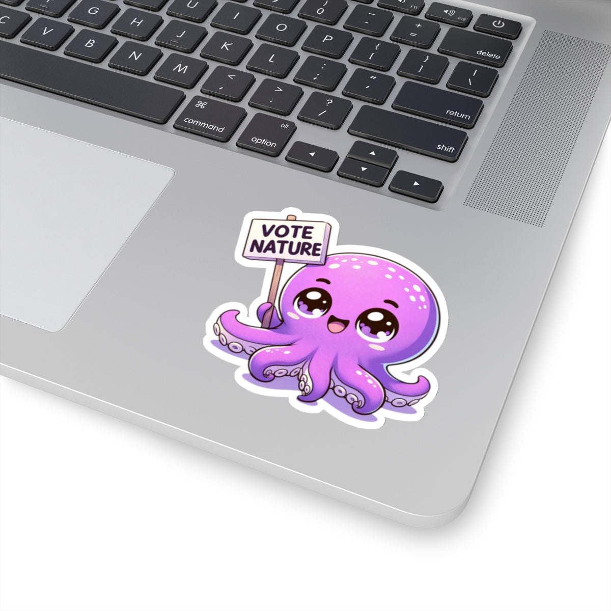 Inspirational Cute Octopus Statement vinyl Sticker: Vote Nature! for laptop, kindle, phone, ipad, instrument case, notebook, mood board