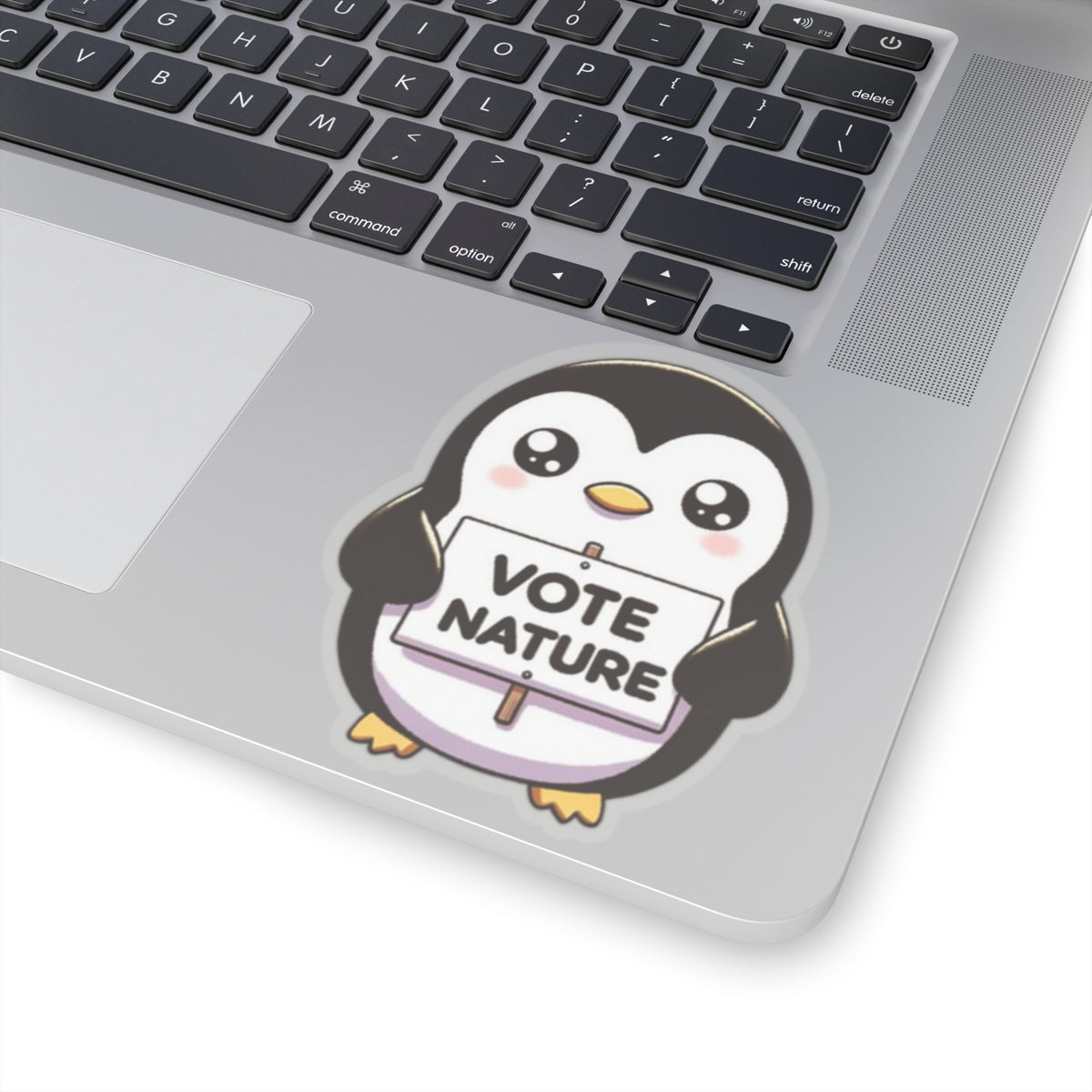 Inspirational Cute Penguin Statement vinyl Sticker: Vote Nature! for laptop, kindle, phone, ipad, instrument case, notebook, mood board