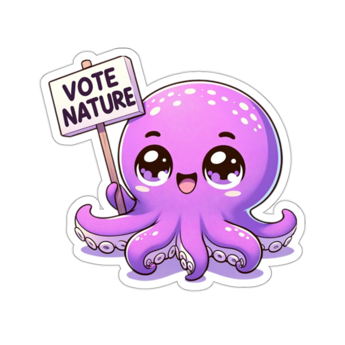 Inspirational Cute Octopus Statement vinyl Sticker: Vote Nature! for laptop, kindle, phone, ipad, instrument case, notebook, mood board