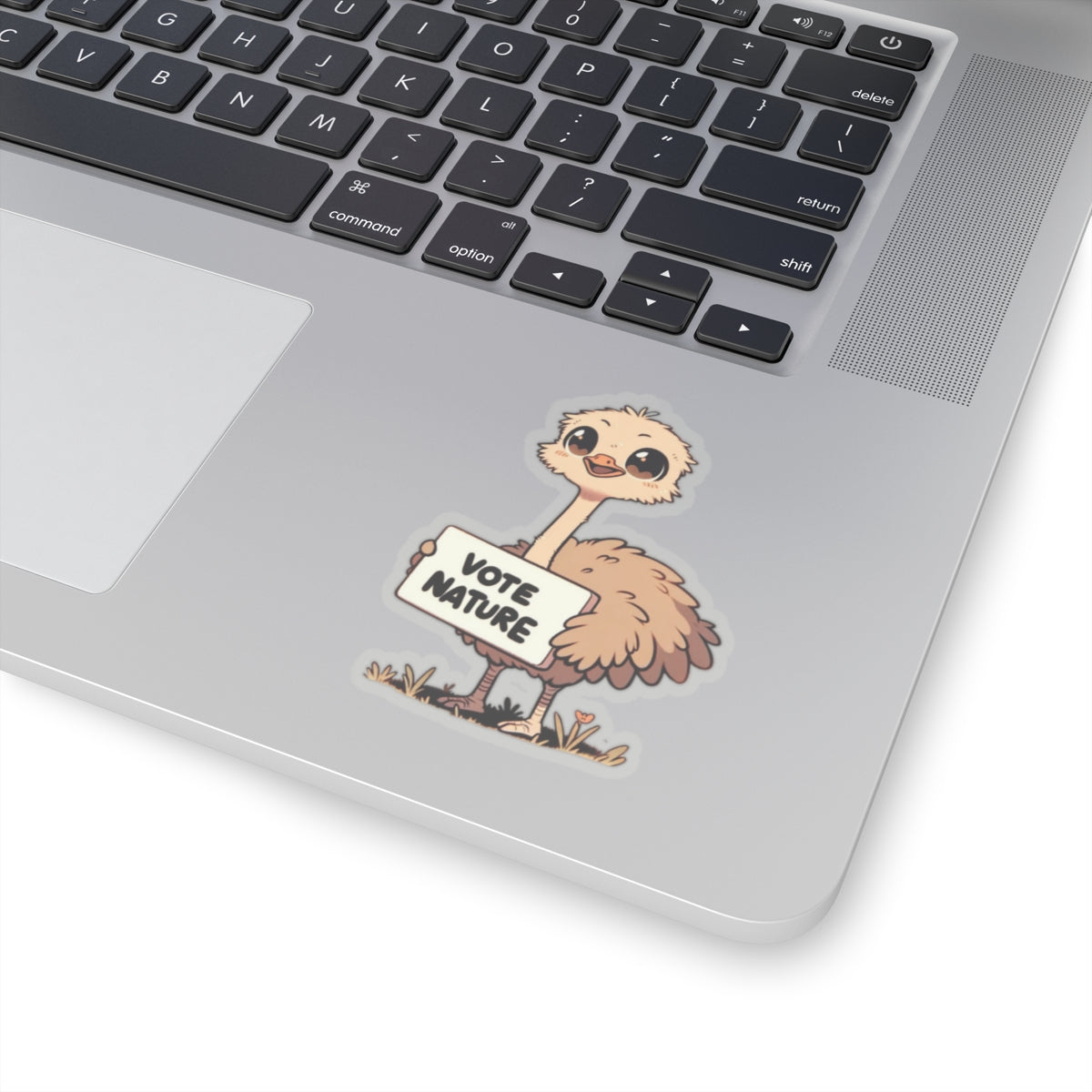 Inspirational Cute Ostrich Statement vinyl Sticker: Vote Nature! for laptop, kindle, phone, ipad, instrument case, notebook, mood board