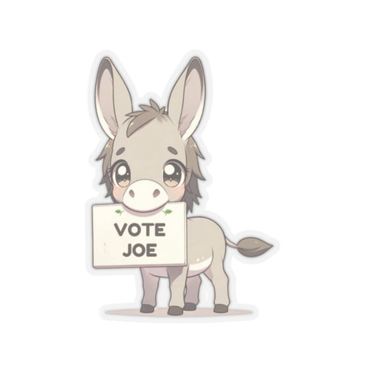 Cute Donkey Statement vinyl Sticker: Vote Joe! for laptop, kindle, phone, ipad, instrument case, notebook, mood board, or wall