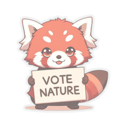 Inspirational Cute Red Panda Statement vinyl Sticker: Vote Nature! for laptop, kindle, phone, ipad, instrument case, notebook, mood board