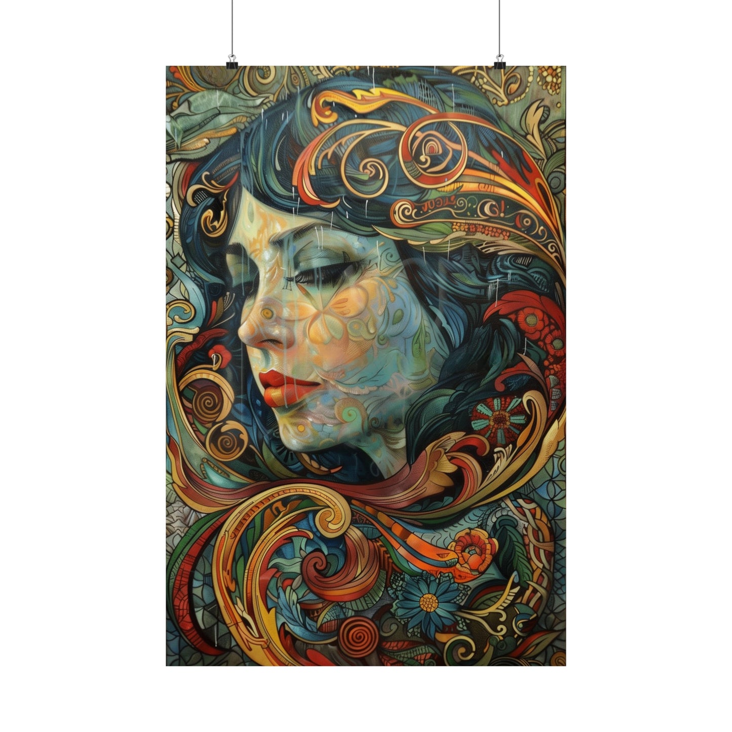 Stunning Art Nouveau Woman Wall Art Poster for Home Office or Dorm Decor