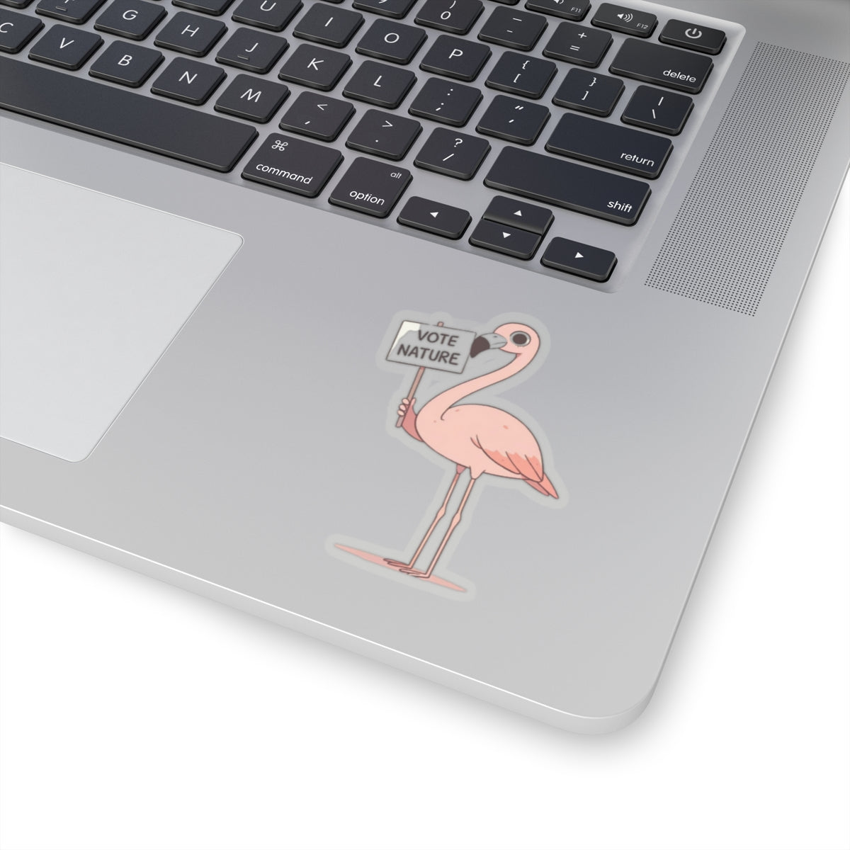 Inspirational Cute Flamingo Statement vinyl Sticker: Vote Nature! for laptop, kindle, phone, ipad, instrument case, notebook, mood board