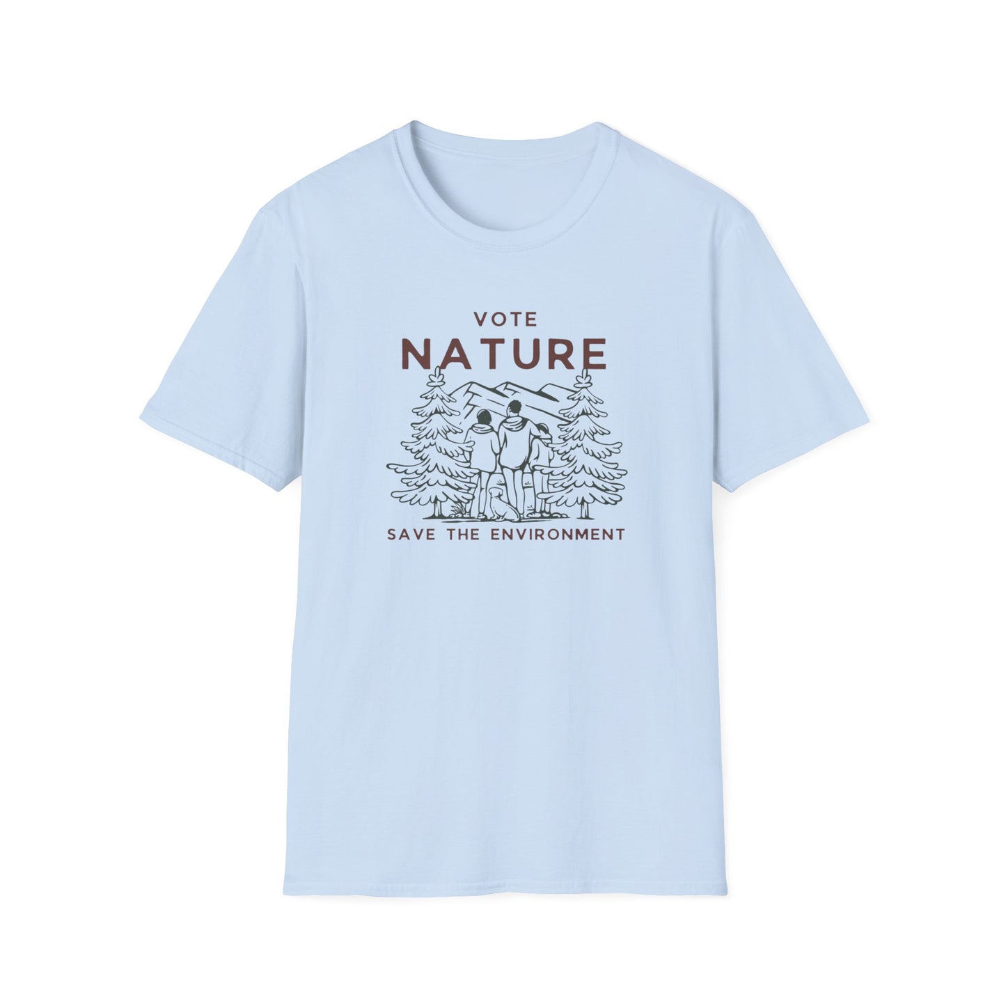 Inpirational Statement Soft-Syle Cotton t-shirt: Vote Nature, Save the Environment! Show you Care!