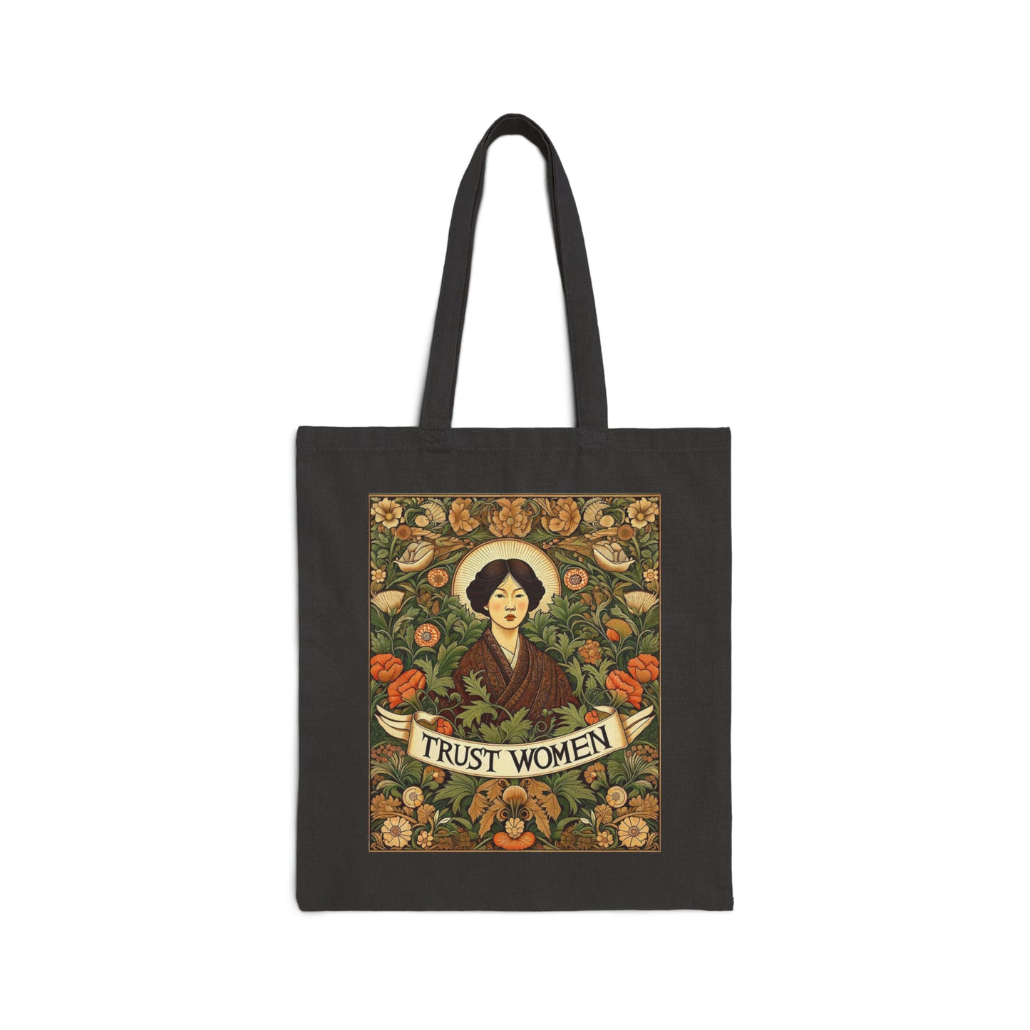 Inspirational Statement Cotton Cavas Tote Bag: Trust Women! & carry a laptop, kindle, phone, ipad, notebook goodies to work/coffee shop