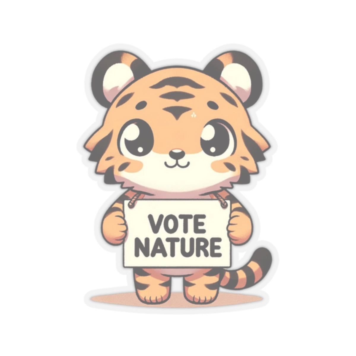 Inspirational Cute Tiger Statement vinyl Sticker: Vote Nature! for laptop, kindle, phone, ipad, instrument case, notebook, mood board
