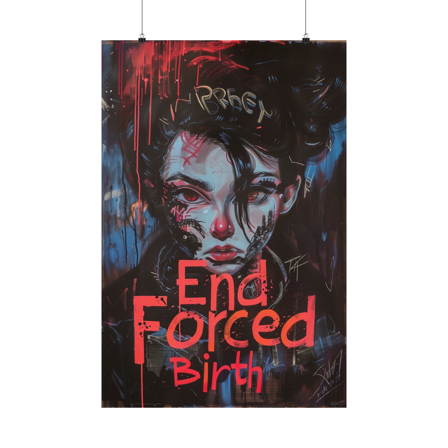 End Forced Birth Matte Vertical Poster! Women's Rights Reproductive Freedom! Cool Cyberpunk Style!