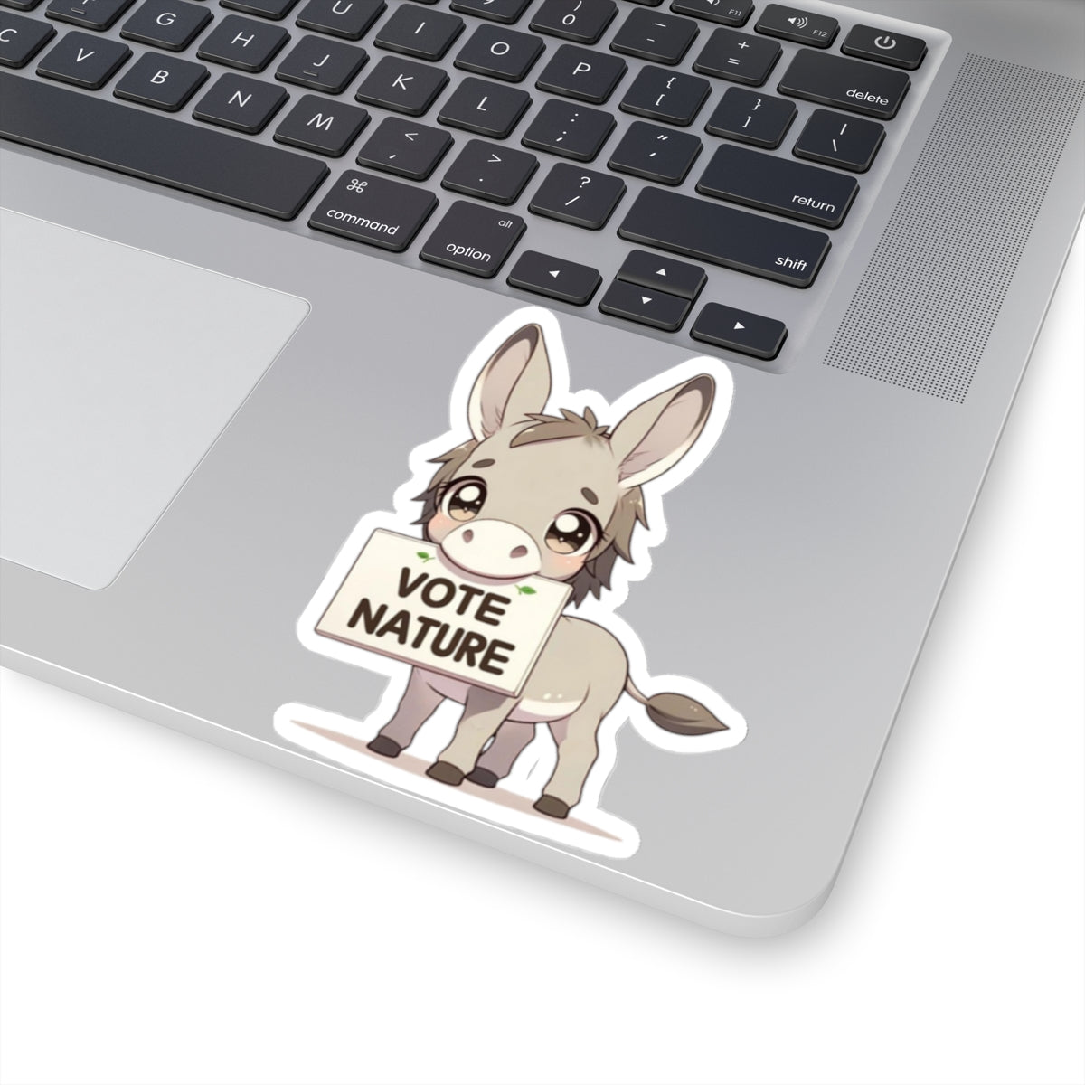 Inspirational Cute Donkey Statement vinyl Sticker: Vote Nature! for laptop, kindle, phone, ipad, instrument case, notebook, mood board