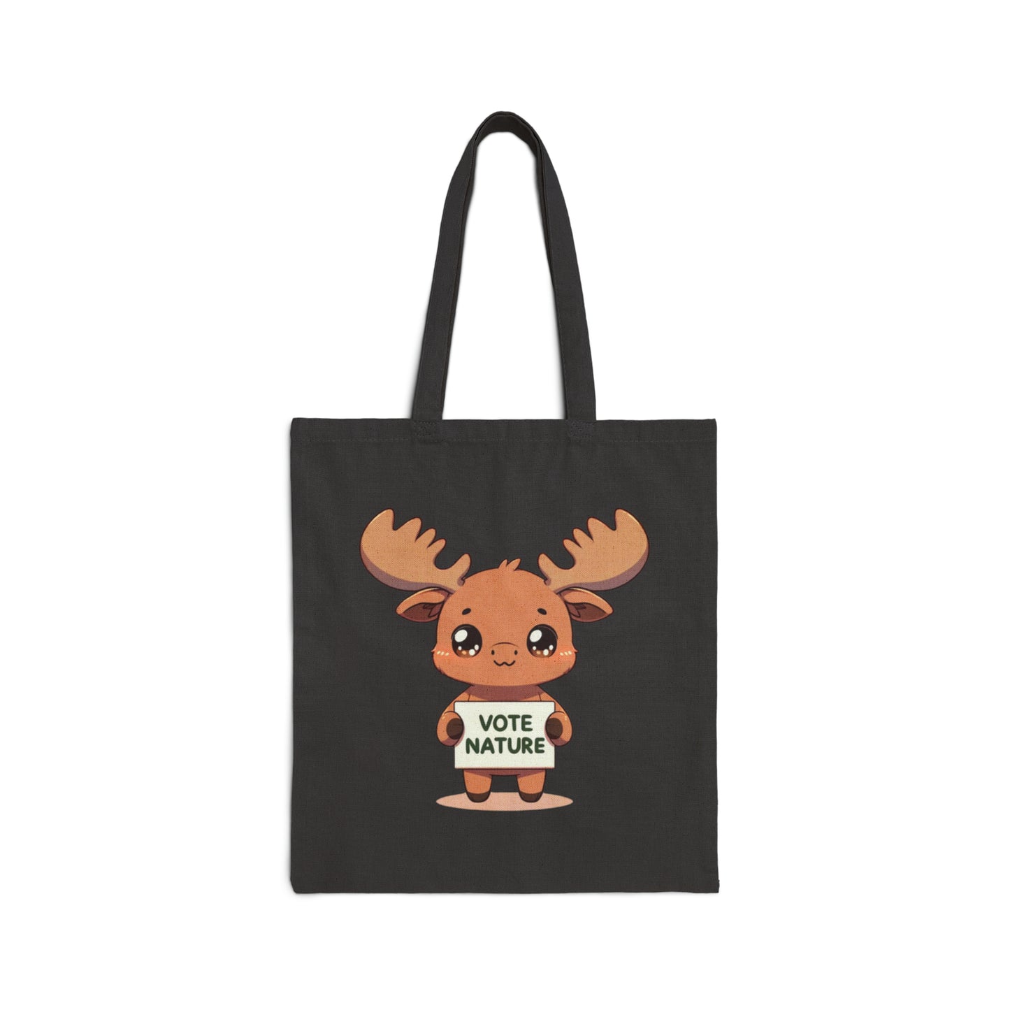 Inspirational Cute Moose Statement Cotton Canvas Tote Bag: Vote Nature! carry a laptop, kindle, phone, notebook, goodies to work/coffee shop