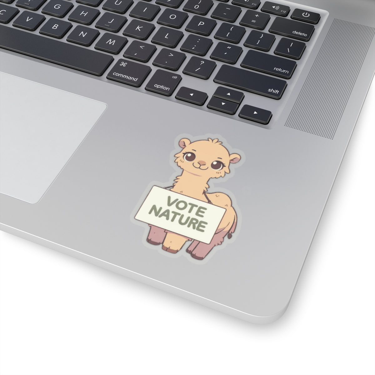 Inspirational Cute Camel Statement vinyl Sticker: Vote Nature! for laptop, kindle, phone, ipad, instrument case, notebook, mood board