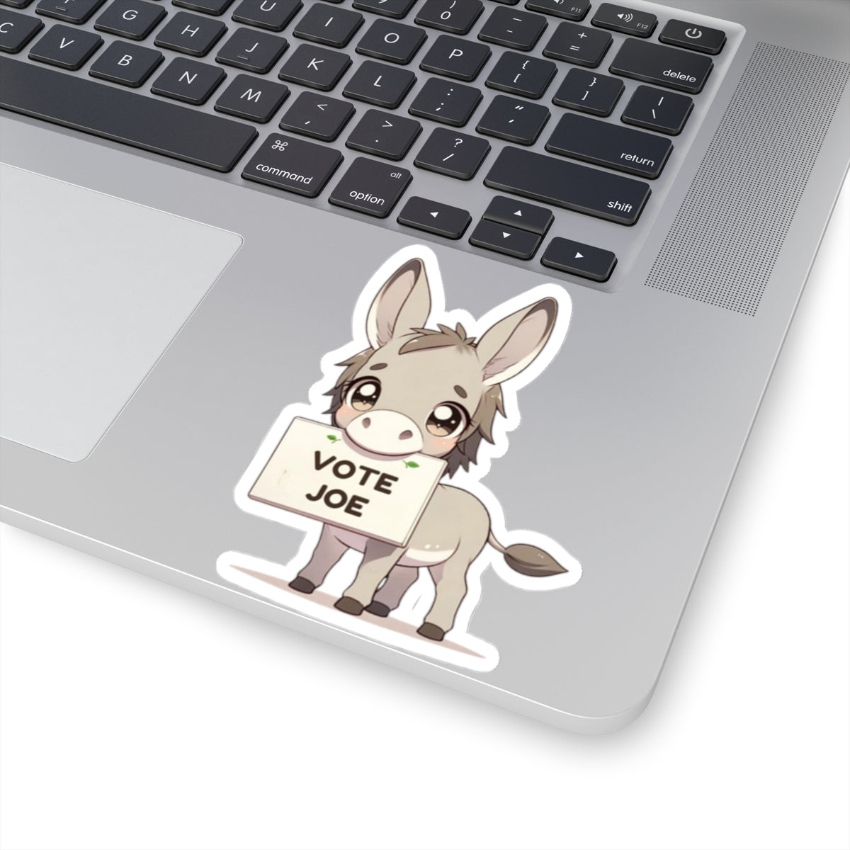 Cute Donkey Statement vinyl Sticker: Vote Joe! for laptop, kindle, phone, ipad, instrument case, notebook, mood board, or wall