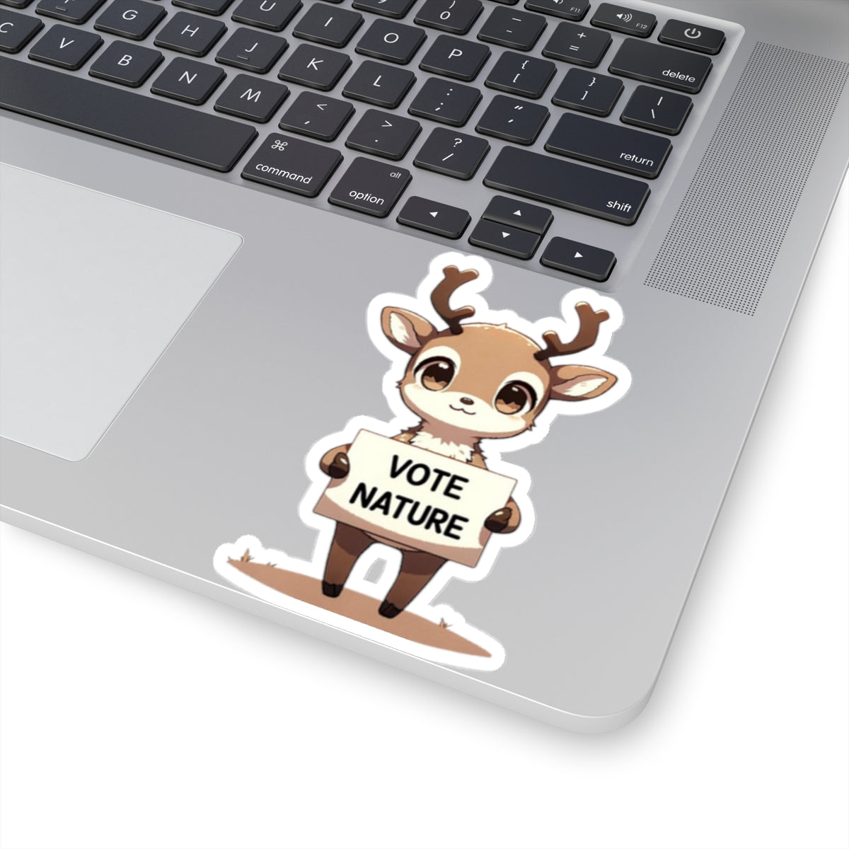 Inspirational Cute Raindeer Statement vinyl Sticker: Vote Nature! for laptop, kindle, phone, ipad, instrument case, notebook, mood board