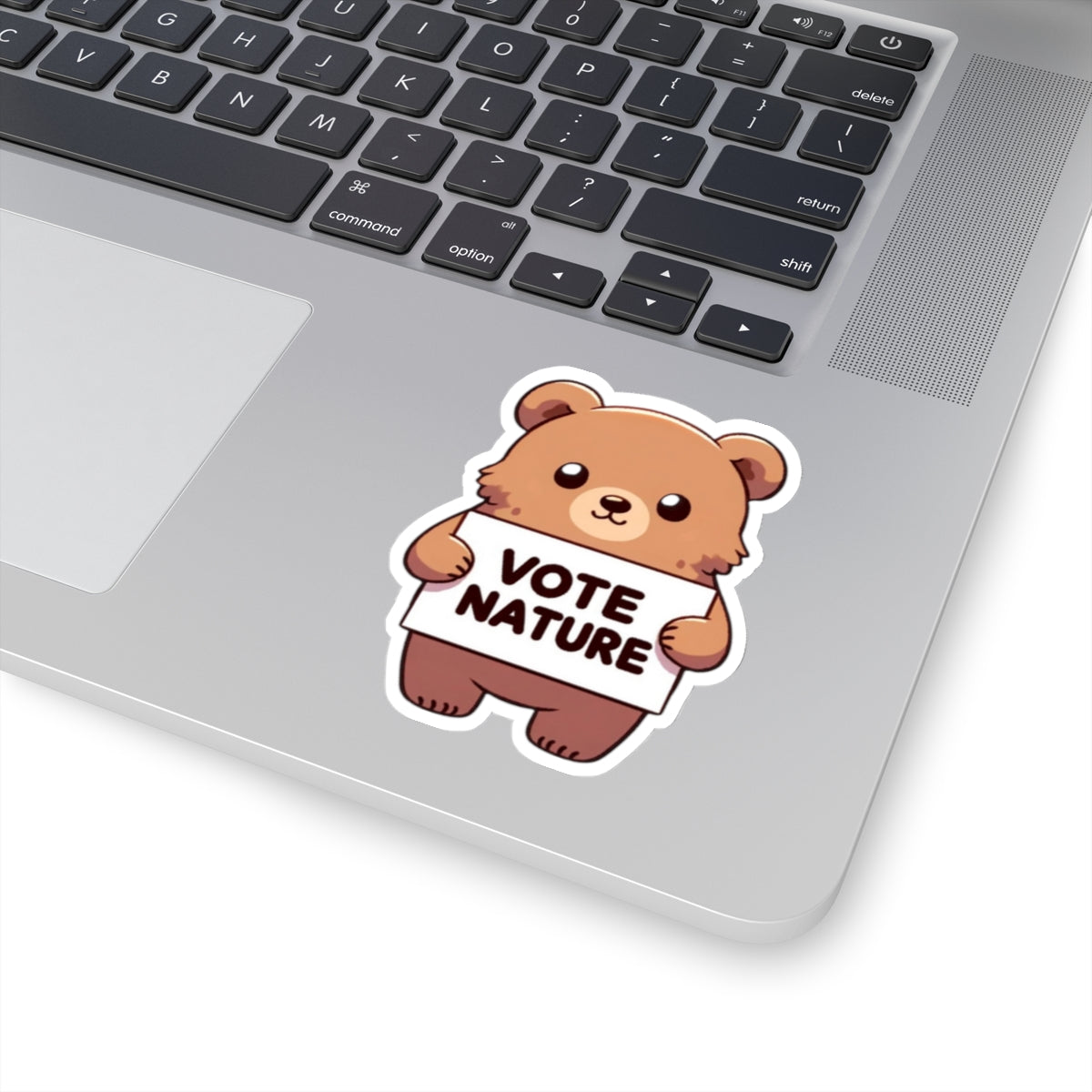 Inspirational Cute Grizzly Bear Statement vinyl Sticker: Vote Nature! for laptop, kindle, phone, ipad, instrument case, notebook, mood board