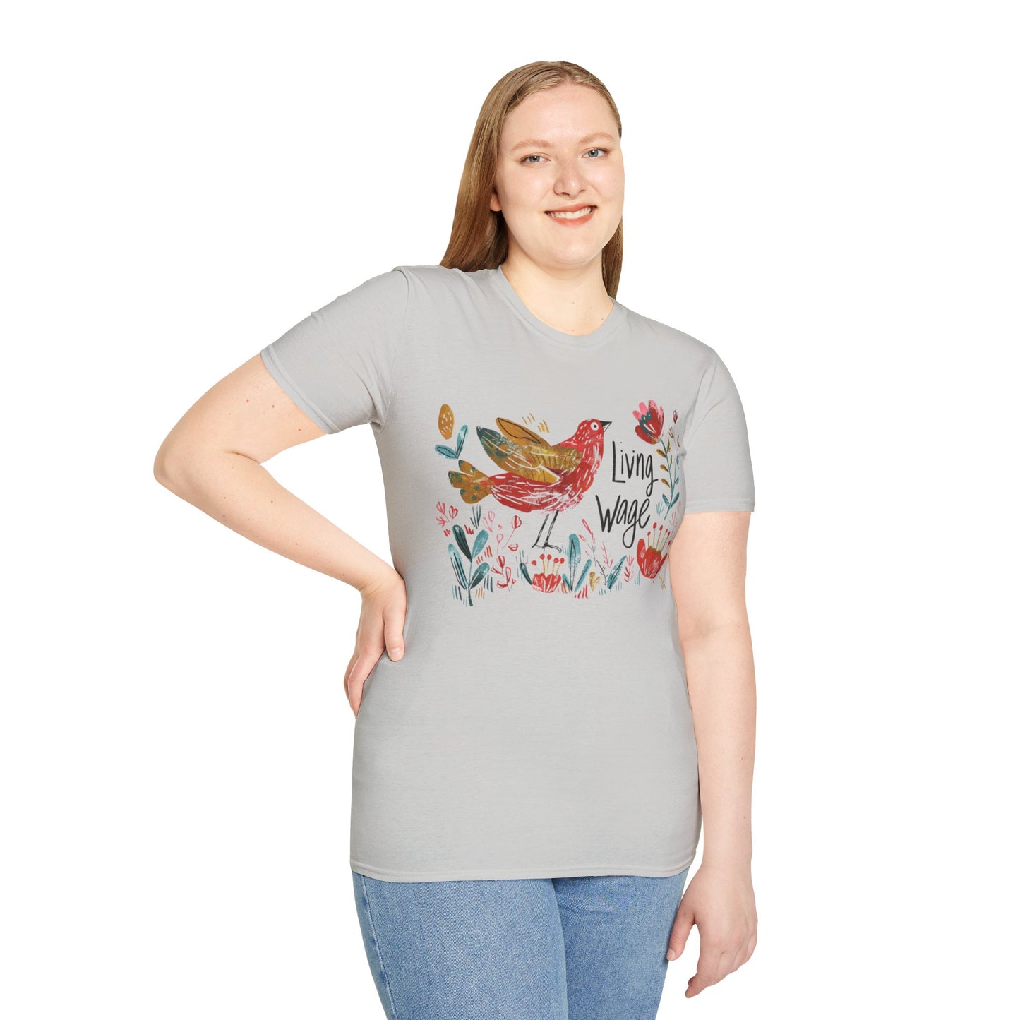 Political Shirt Demand Living Wage t-shirt Unisex Soft tshirt Cute Protest Activism Inspired by Cath Kidston Bird Flower Statement Vote Tee