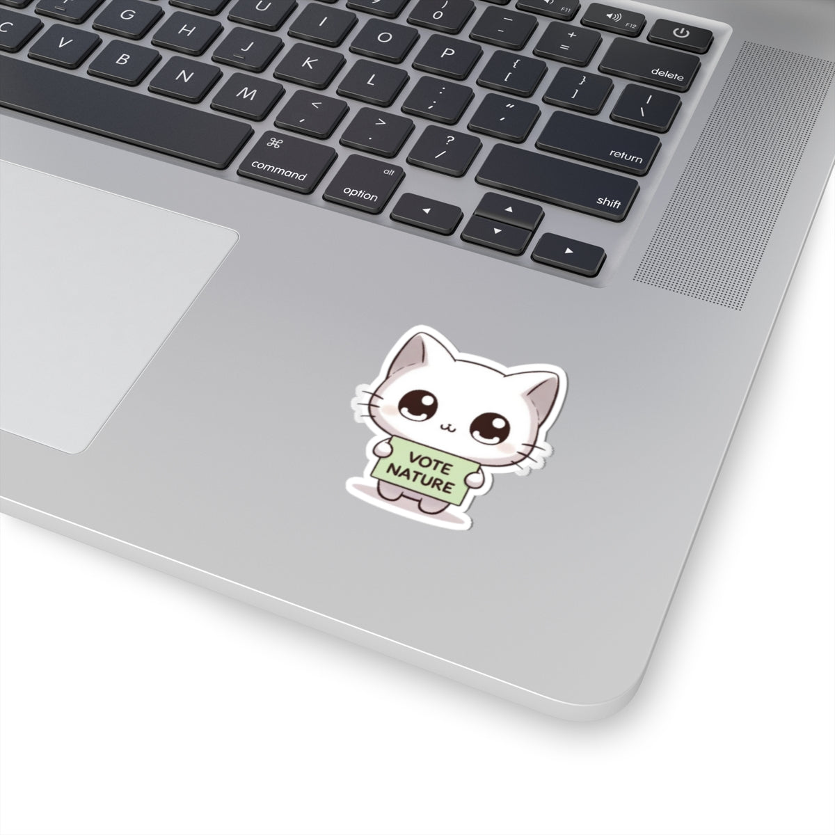 Inspirational Cute Cat Statement vinyl Sticker: Vote Nature! for laptop, kindle, phone, ipad, instrument case, notebook, mood board, or wall