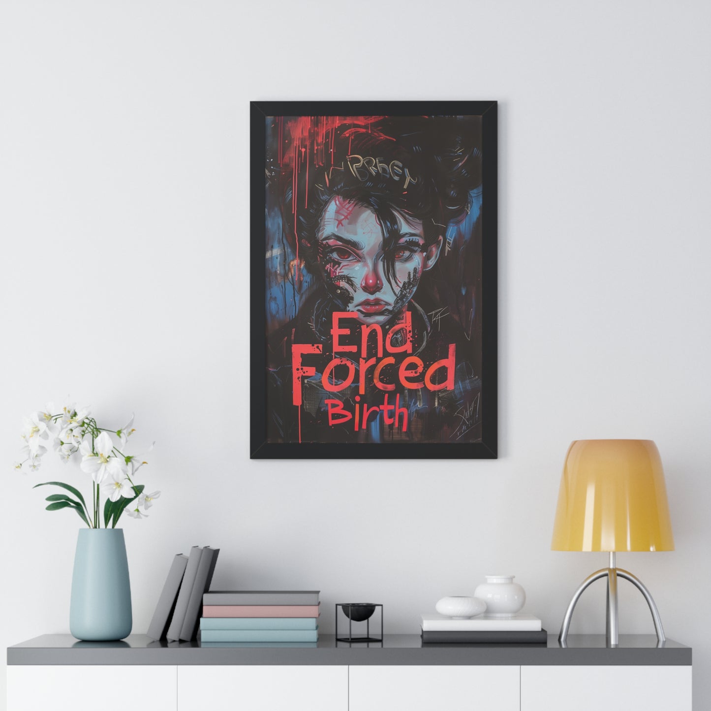 Framed End Forced Birth Vertical Poster! Women's Rights Reproductive Freedom! Cool Cyberpunk Style! Pro-Choice