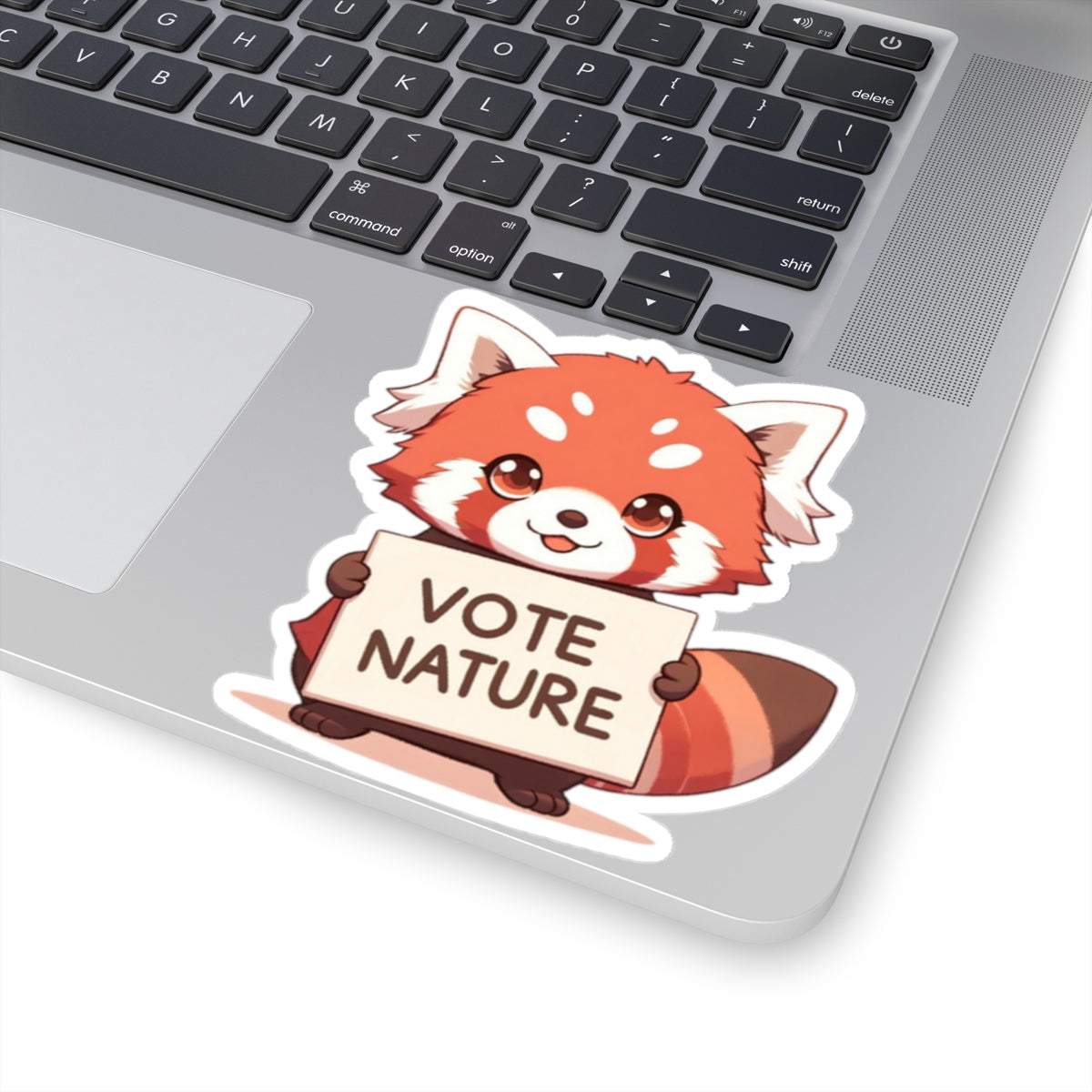 Inspirational Cute Red Panda Statement vinyl Sticker: Vote Nature! for laptop, kindle, phone, ipad, instrument case, notebook, mood board
