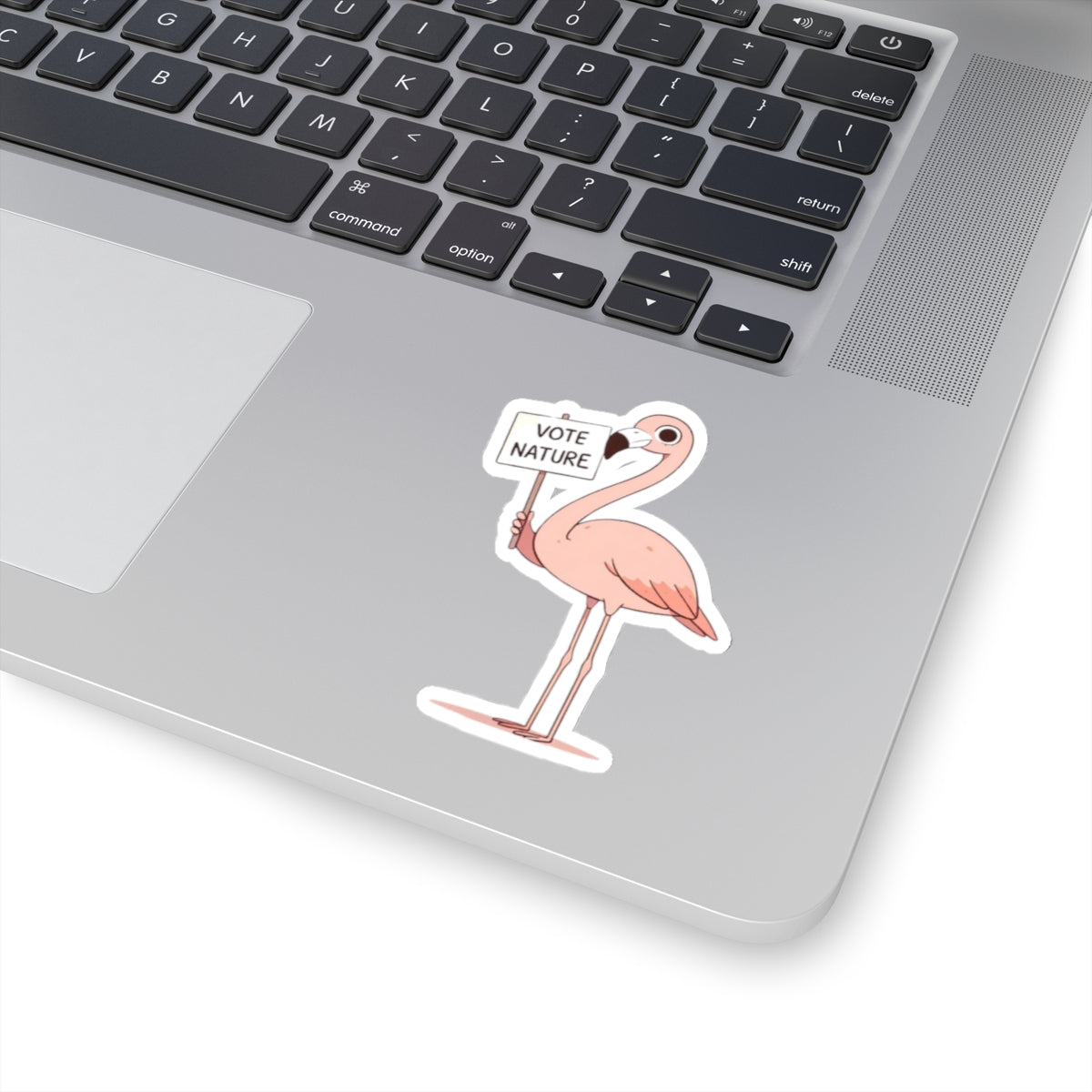 Inspirational Cute Flamingo Statement vinyl Sticker: Vote Nature! for laptop, kindle, phone, ipad, instrument case, notebook, mood board