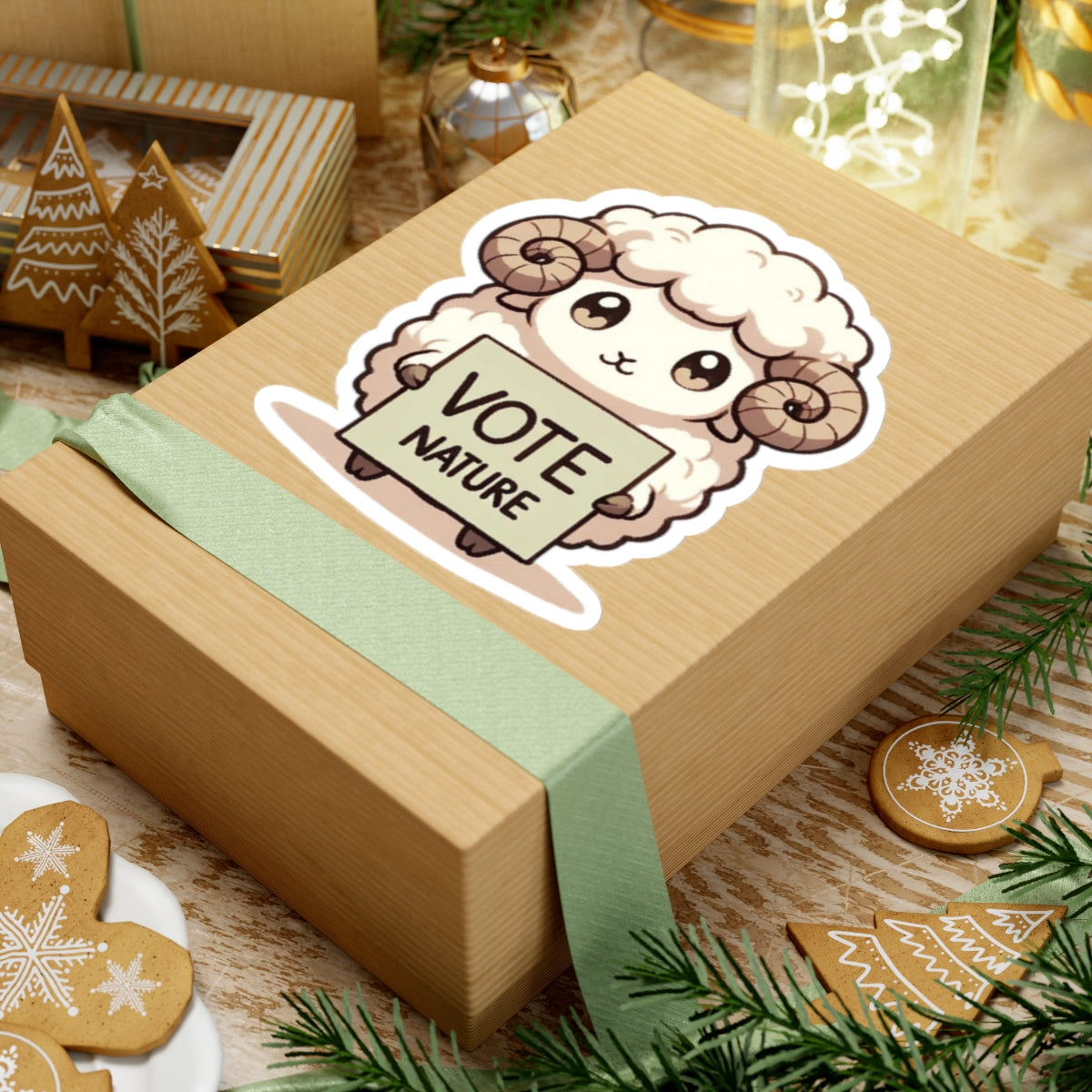Inspirational Cute Ram Statement vinyl Sticker: Vote Nature! for laptop, kindle, phone, ipad, instrument case, notebook, mood board, or wall