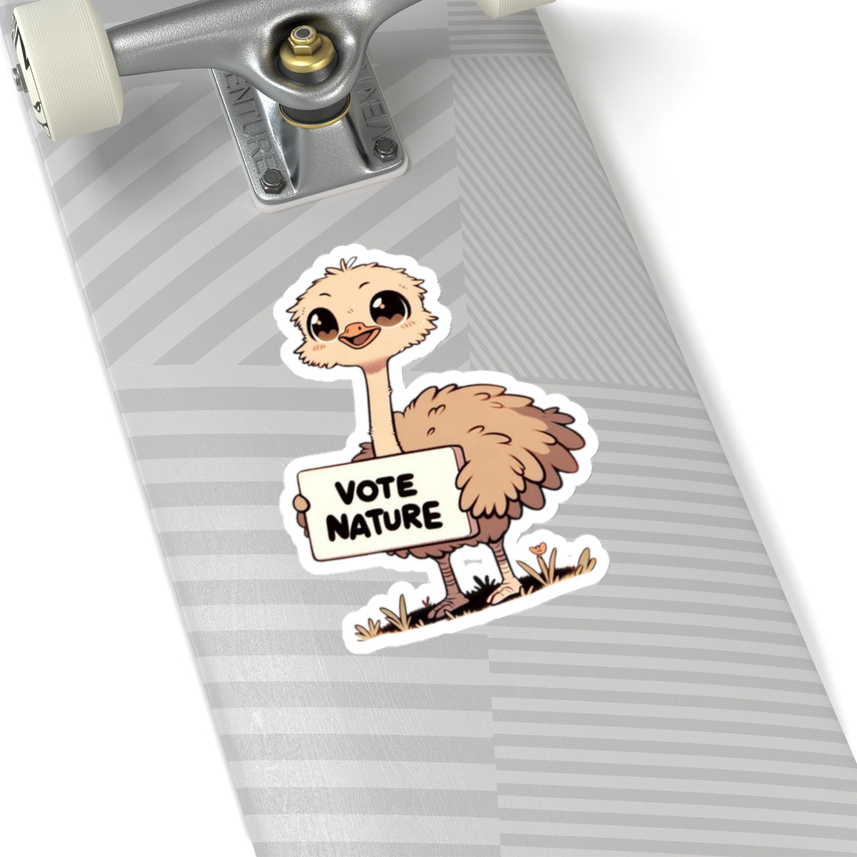 Inspirational Cute Ostrich Statement vinyl Sticker: Vote Nature! for laptop, kindle, phone, ipad, instrument case, notebook, mood board