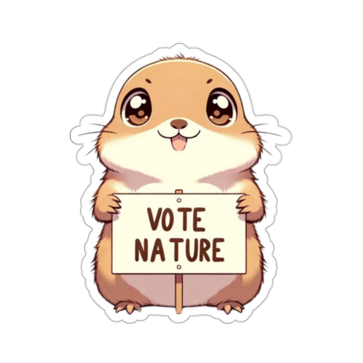 Inspirational Cute Prairie Dog Statement vinyl Sticker: Vote Nature! for laptop, kindle, phone, ipad, instrument case, notebook, mood board