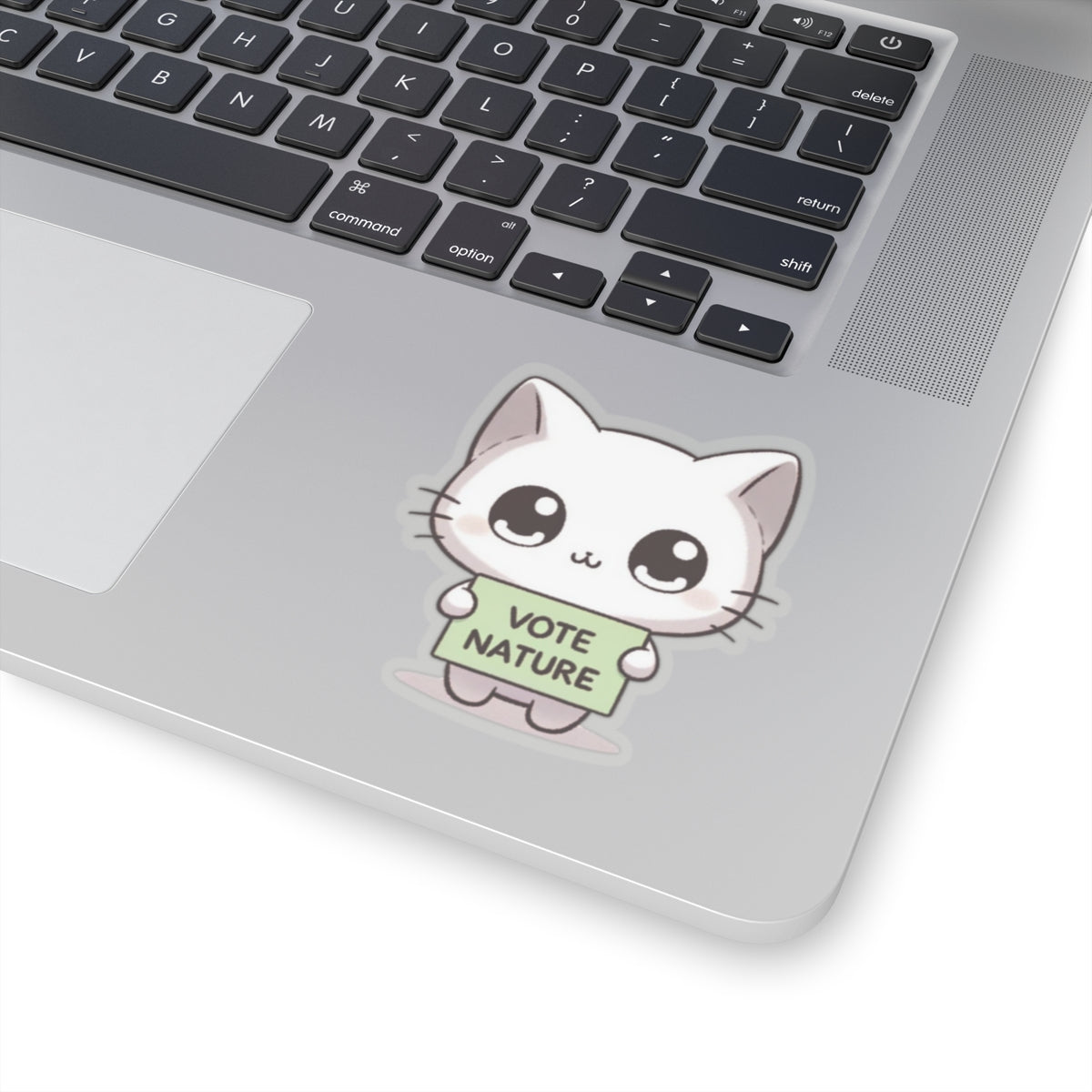 Inspirational Cute Cat Statement vinyl Sticker: Vote Nature! for laptop, kindle, phone, ipad, instrument case, notebook, mood board, or wall