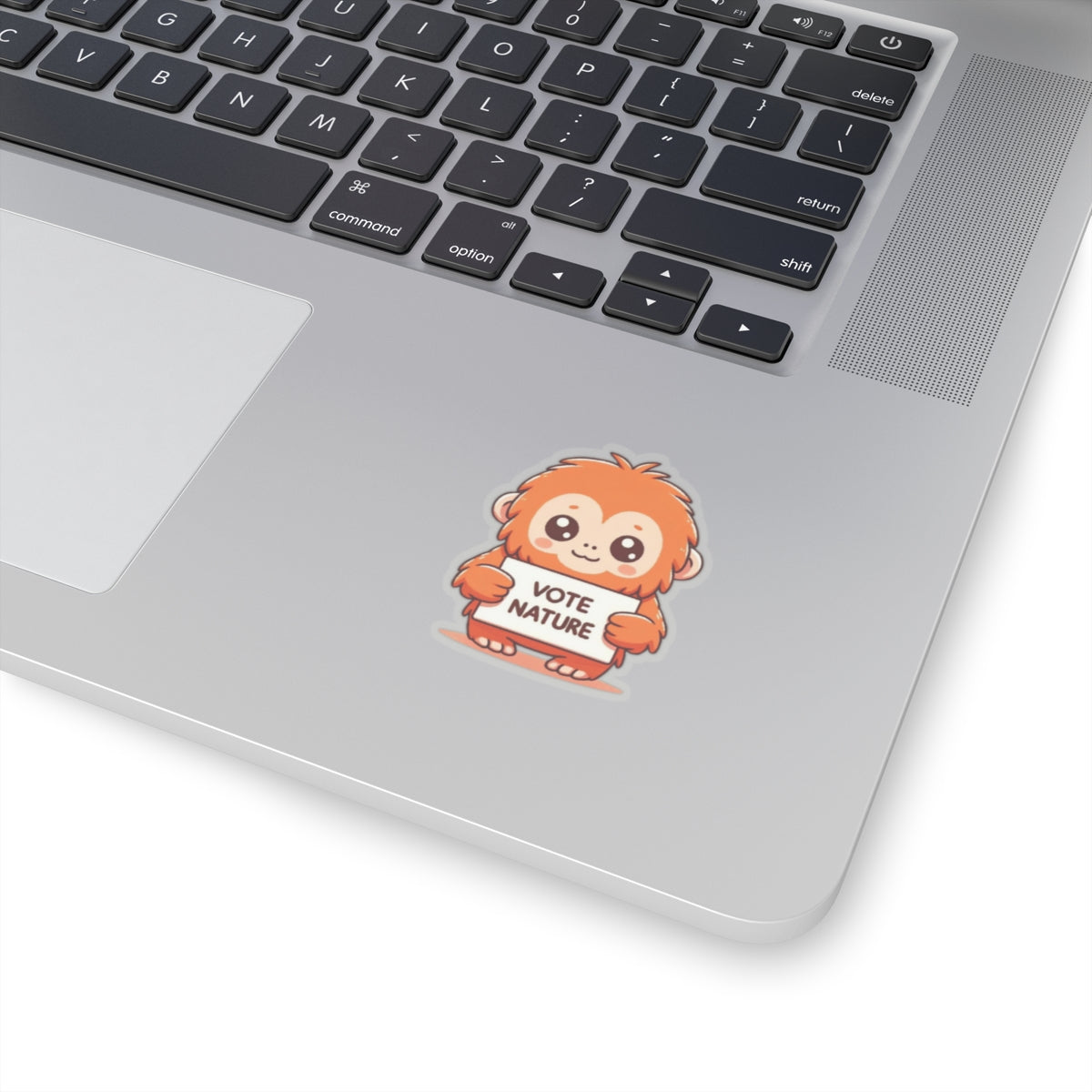 Inspirational Cute Orangutan Statement vinyl Sticker: Vote Nature! for laptop, kindle, phone, ipad, instrument case, notebook, mood board