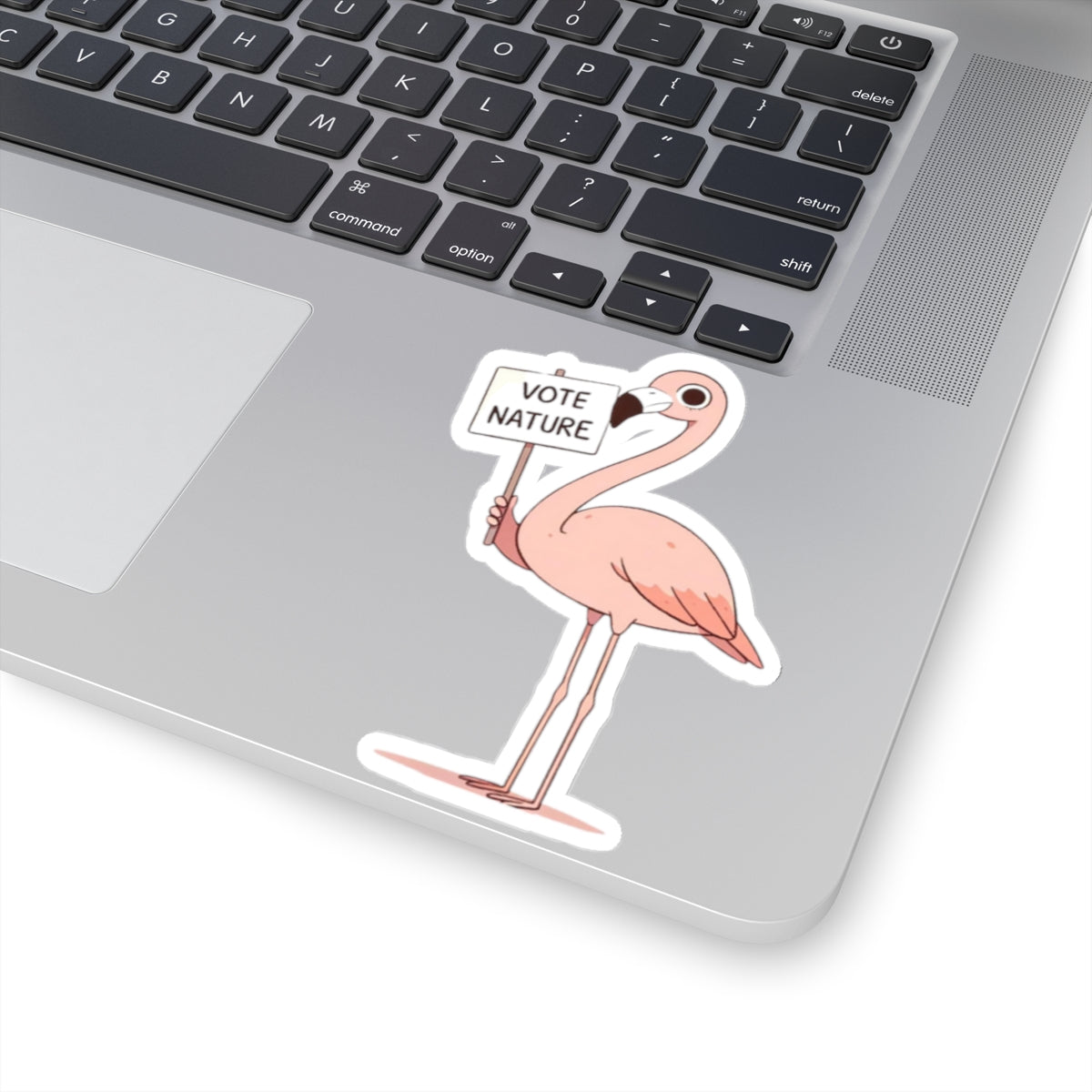 Inspirational Cute Flamingo Statement vinyl Sticker: Vote Nature! for laptop, kindle, phone, ipad, instrument case, notebook, mood board