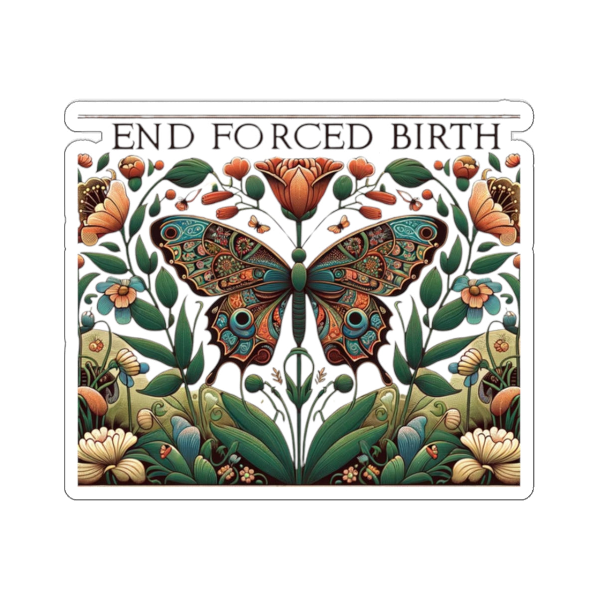 Bold and Uncompromising Statement Sticker: End Forced Birth! for laptop, kindle, phone, ipad, instrument case, notebook, mood board, or wall