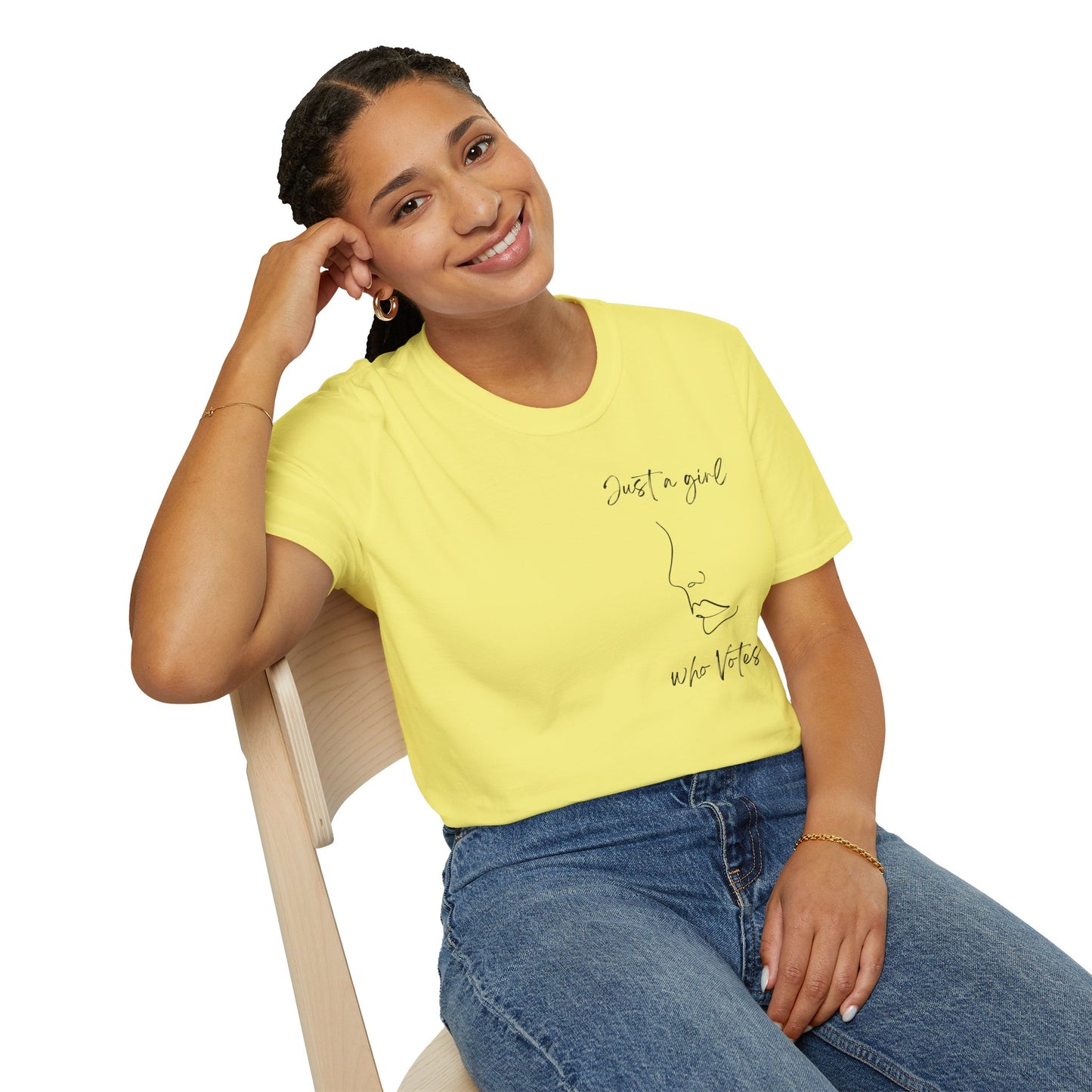 Just a Girl Who Votes Statement Soft Style t-shirt: Strong yet Subtle Activism! Be Unmoved!