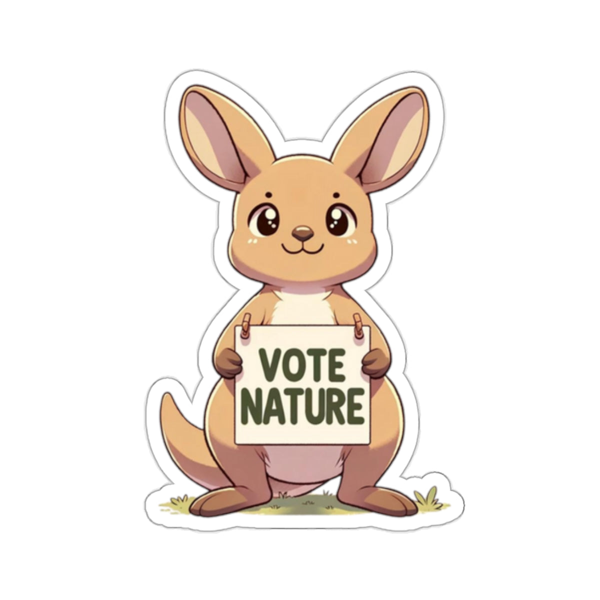Inspirational Cute Kangaroo Statement vinyl Sticker: Vote Nature! for laptop, kindle, phone, ipad, instrument case, notebook, mood board