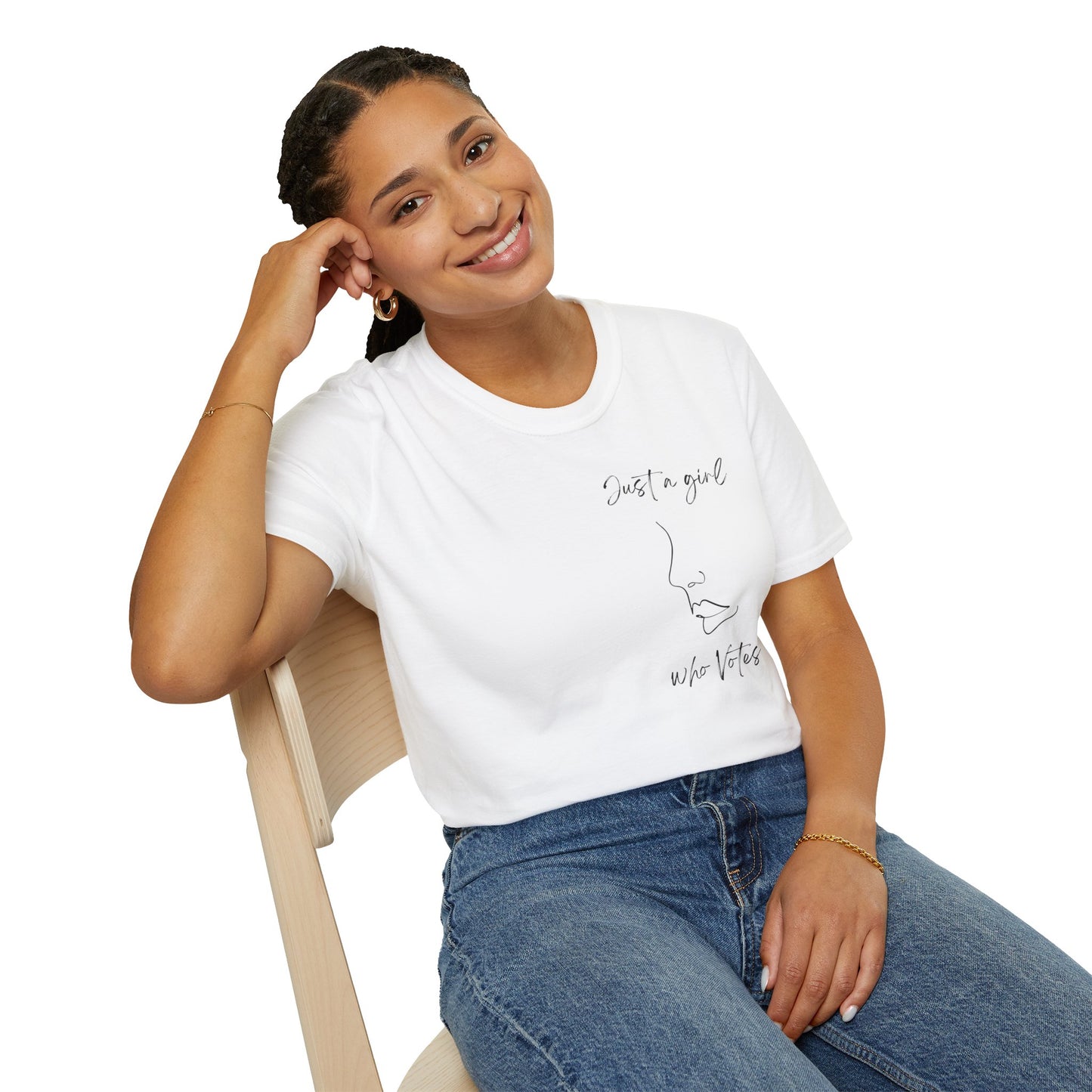 Just a Girl Who Votes Statement Soft Style t-shirt: Strong yet Subtle Activism! Be Unmoved!