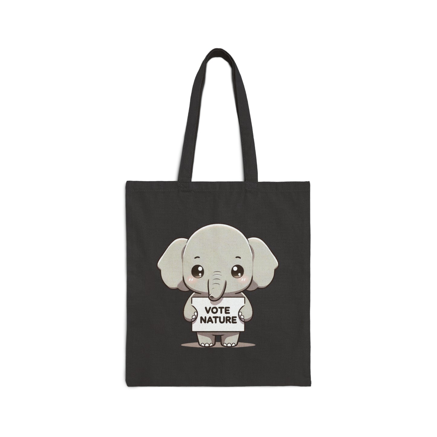 Inspirational Cute Elephant Statement Canvas Tote Bag: Vote Nature! & carry a laptop, kindle, phone, notebook, goodies to work/coffee shop