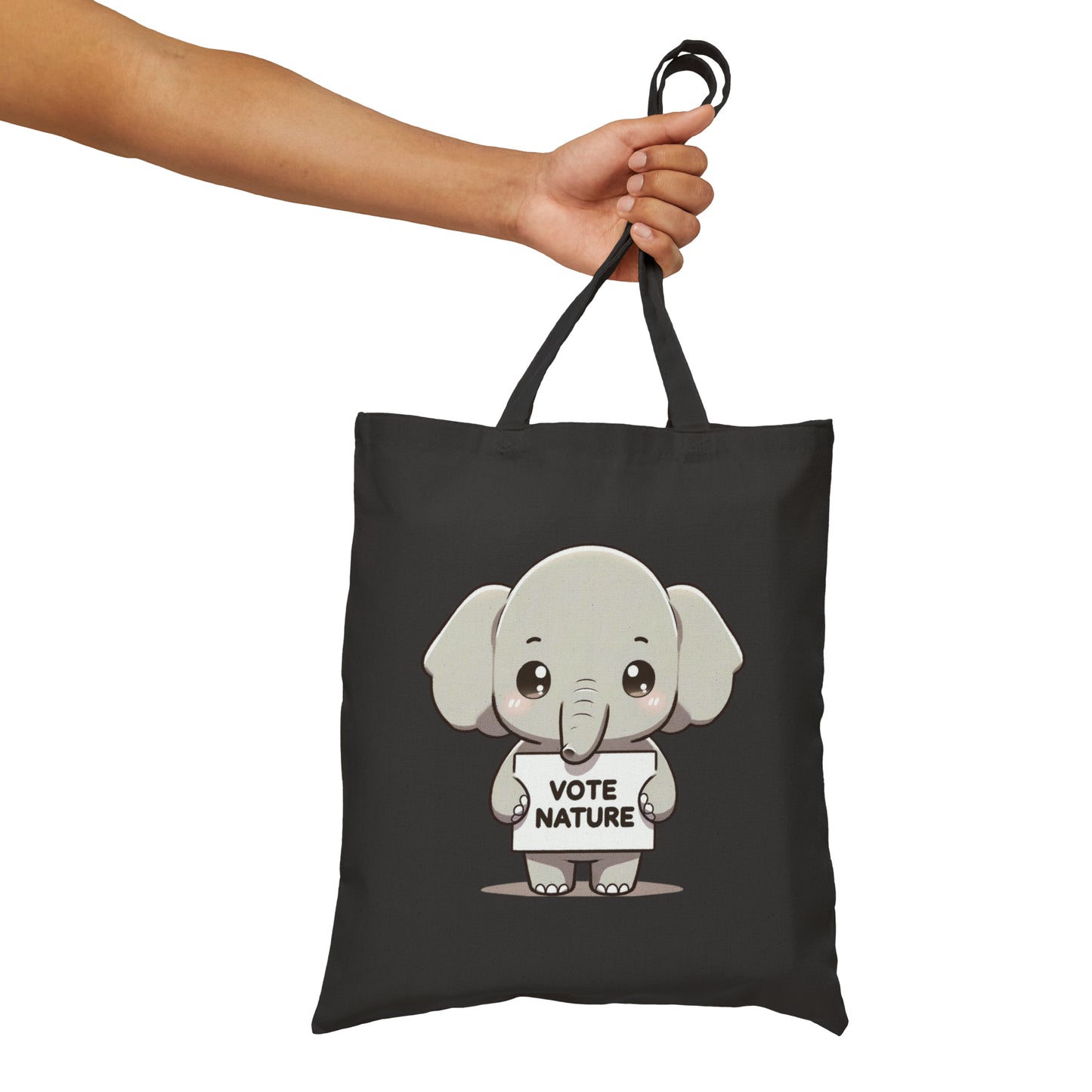 Inspirational Cute Elephant Statement Canvas Tote Bag: Vote Nature! & carry a laptop, kindle, phone, notebook, goodies to work/coffee shop